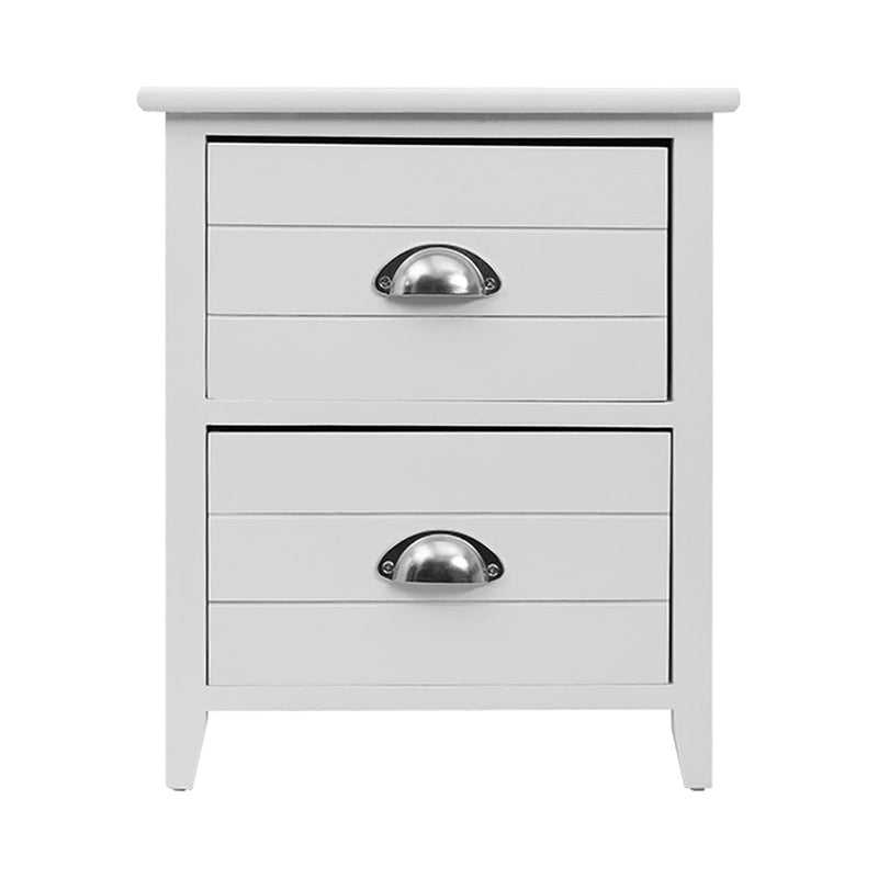 2x Bedside Table Nightstands 2 Drawers Storage Cabinet Bedroom Side White - Furniture > Bedroom - Rivercity House & Home Co. (ABN 18 642 972 209) - Affordable Modern Furniture Australia