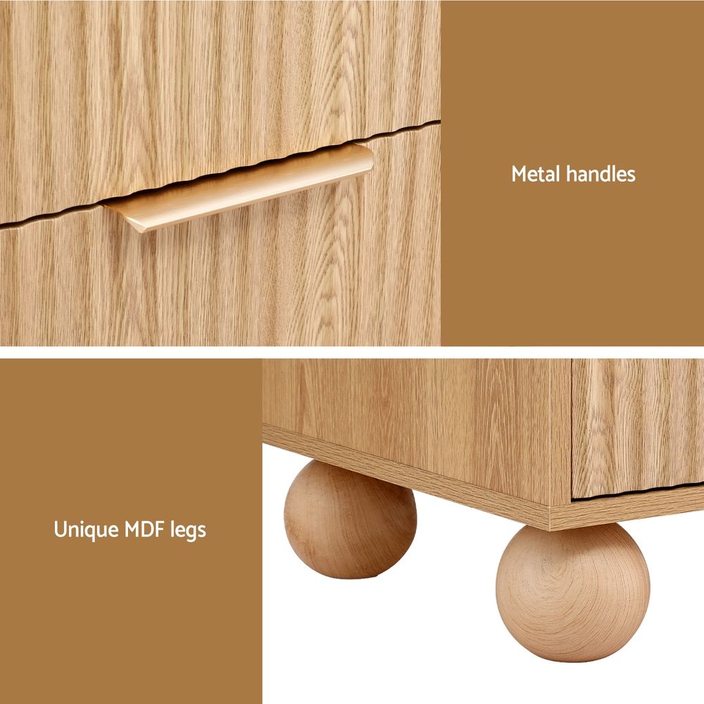 2x Bedside Table Round Legs 2 Drawers Pine - Furniture > Bedroom > Bedside Tables - Rivercity House & Home Co. (ABN 18 642 972 209) - Affordable Modern Furniture Australia