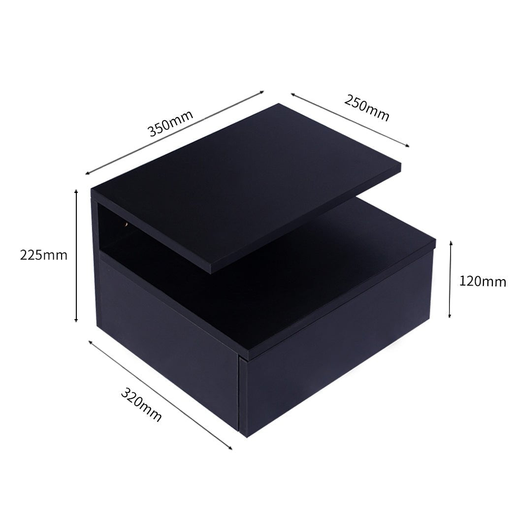 2x Bedside Tables Side Table Black - Rivercity House & Home Co. (ABN 18 642 972 209) - Affordable Modern Furniture Australia
