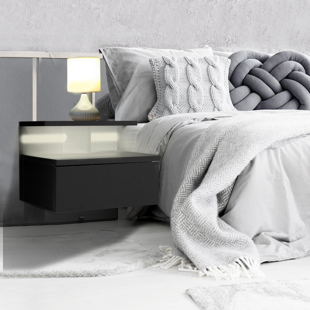 2x Bedside Tables Side Table Black - Rivercity House & Home Co. (ABN 18 642 972 209) - Affordable Modern Furniture Australia