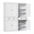 2x Buffet Sideboard Cabinet 6-Tier Storage Pantry Cupboard Drawer White