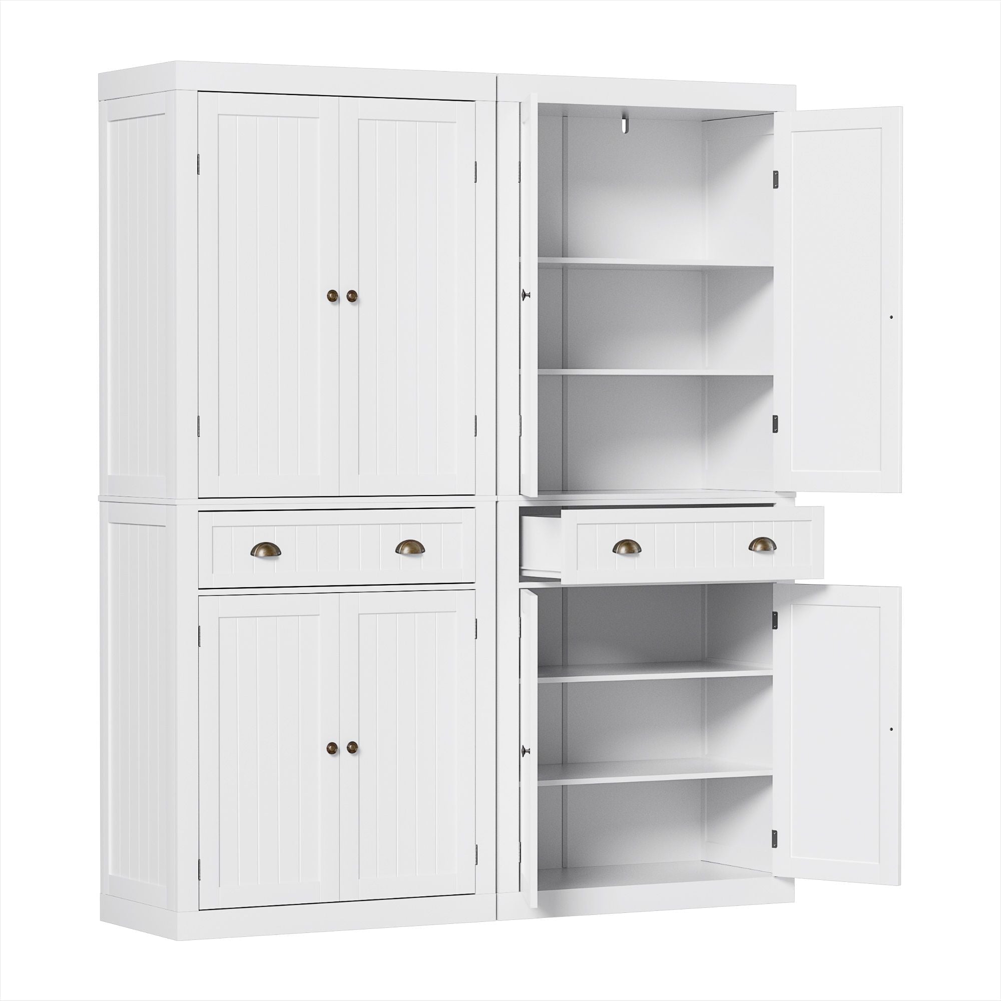 2x Buffet Sideboard Cabinet 6-Tier Storage Pantry Cupboard Drawer White - Furniture > Dining > Buffets & Sideboards - Rivercity House & Home Co. (ABN 18 642 972 209) - Affordable Modern Furniture Australia