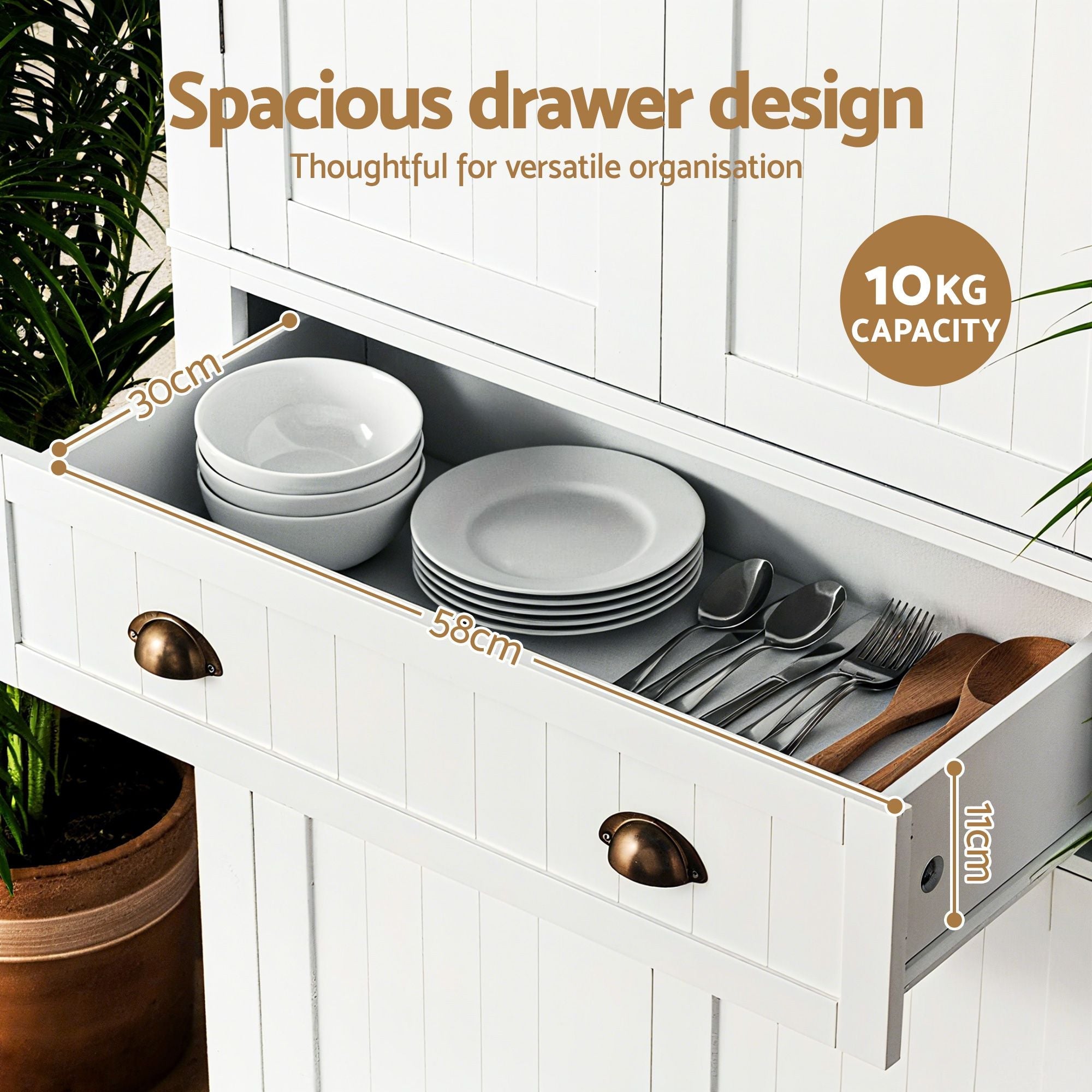 2x Buffet Sideboard Cabinet 6-Tier Storage Pantry Cupboard Drawer White - Furniture > Dining > Buffets & Sideboards - Rivercity House & Home Co. (ABN 18 642 972 209) - Affordable Modern Furniture Australia