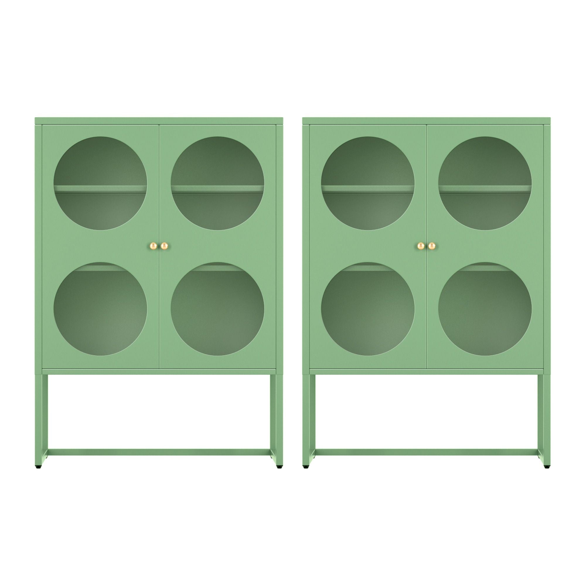 2x Buffet Sideboard Cabinet ELLA Cupboard Storage Glass Doors Metal Green - Furniture > Dining > Buffets & Sideboards - Rivercity House & Home Co. (ABN 18 642 972 209) - Affordable Modern Furniture Australia