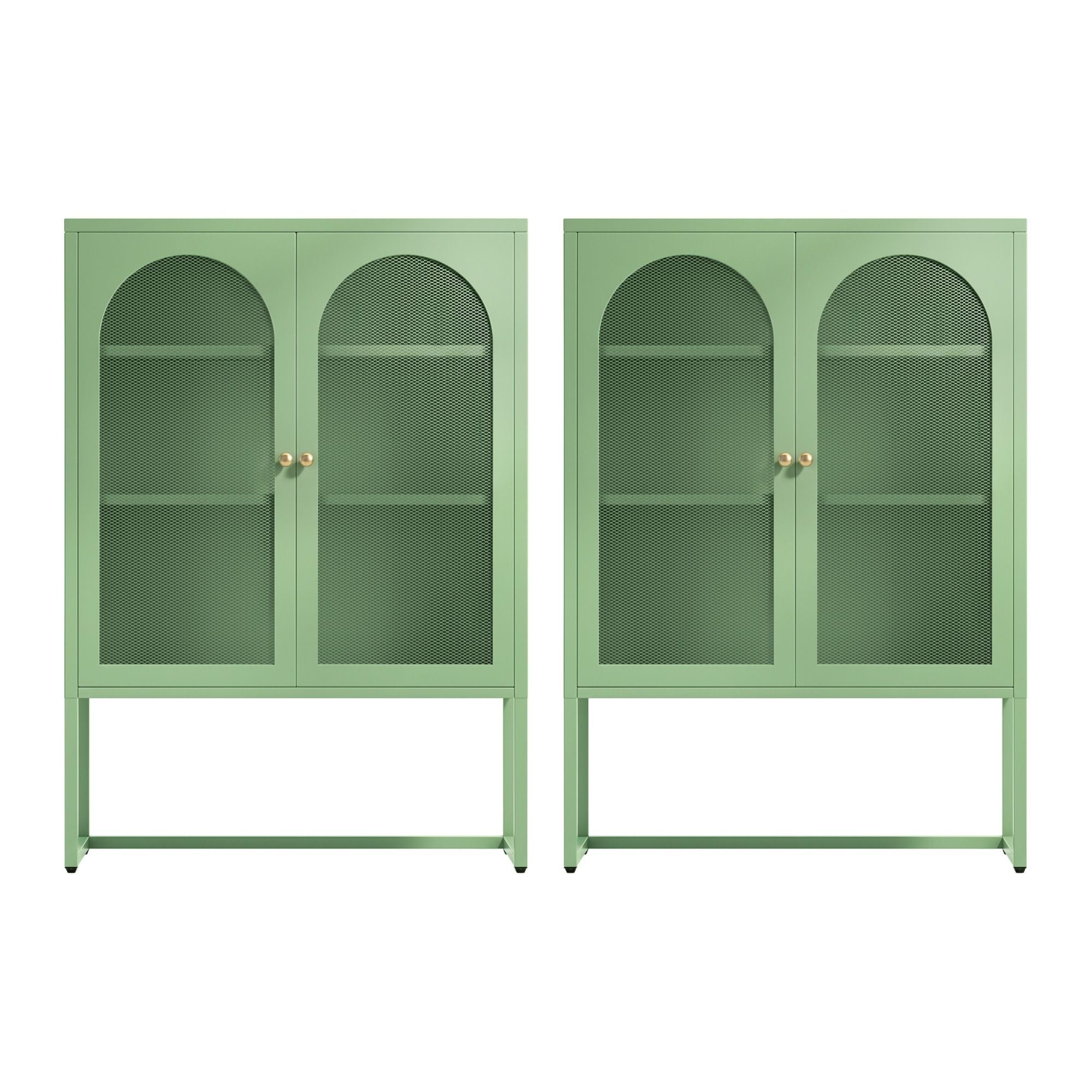 2x Buffet Sideboard Cabinet ELMA Cupboard Storage Mesh Doors Metal Green - Furniture > Dining > Buffets & Sideboards - Rivercity House & Home Co. (ABN 18 642 972 209) - Affordable Modern Furniture Australia