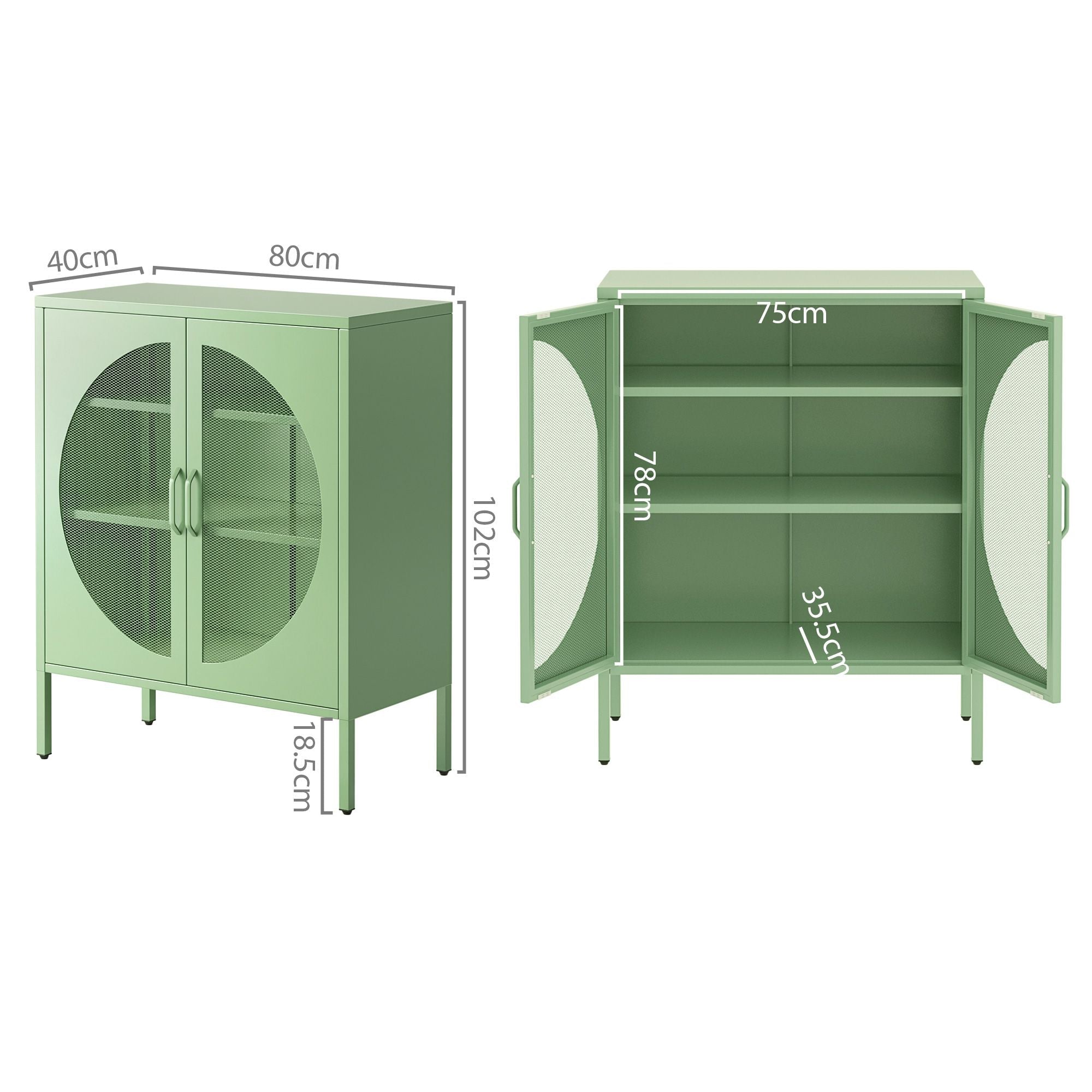 2x Buffet Sideboard Cabinet ELSA Cupboard Storage Mesh Doors Metal Green - Furniture > Dining > Buffets & Sideboards - Rivercity House & Home Co. (ABN 18 642 972 209) - Affordable Modern Furniture Australia
