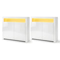 2x Buffet Sideboard Cabinet LED Cupboard High-Gloss Storage Pantry ARNO
