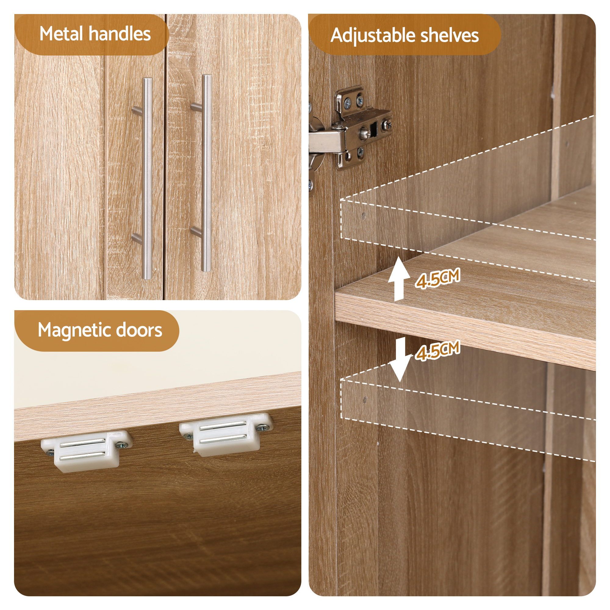 2x Buffet Sideboard Cabinet Pantry Hutch Kitchen Storage Organiser Pine - Furniture > Dining > Buffets & Sideboards - Rivercity House & Home Co. (ABN 18 642 972 209) - Affordable Modern Furniture Australia