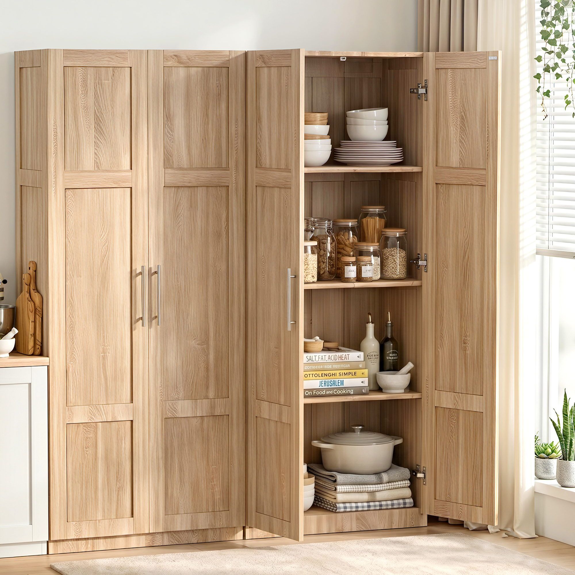 2x Buffet Sideboard Cabinet Pantry Hutch Kitchen Storage Organiser Pine - Furniture > Dining > Buffets & Sideboards - Rivercity House & Home Co. (ABN 18 642 972 209) - Affordable Modern Furniture Australia