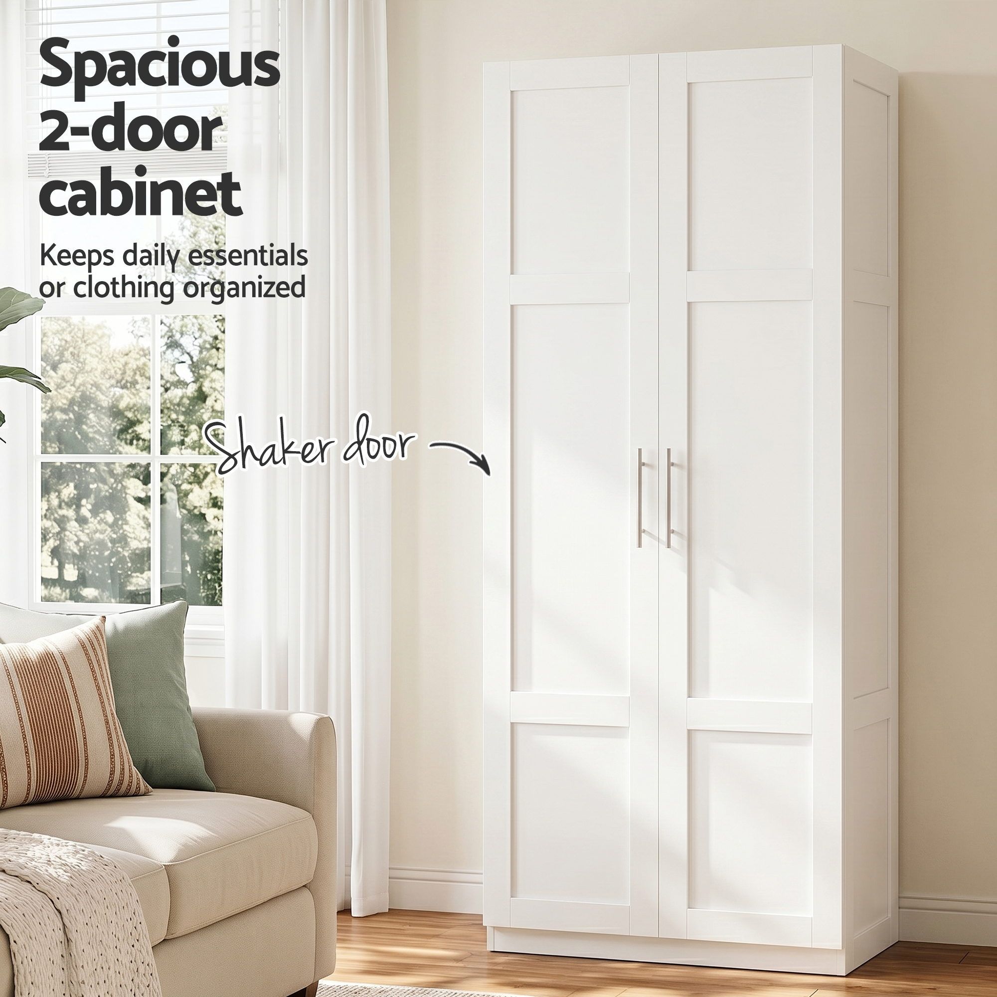 2x Buffet Sideboard Cabinet Pantry Hutch Kitchen Storage Organiser White - Furniture > Dining > Buffets & Sideboards - Rivercity House & Home Co. (ABN 18 642 972 209) - Affordable Modern Furniture Australia