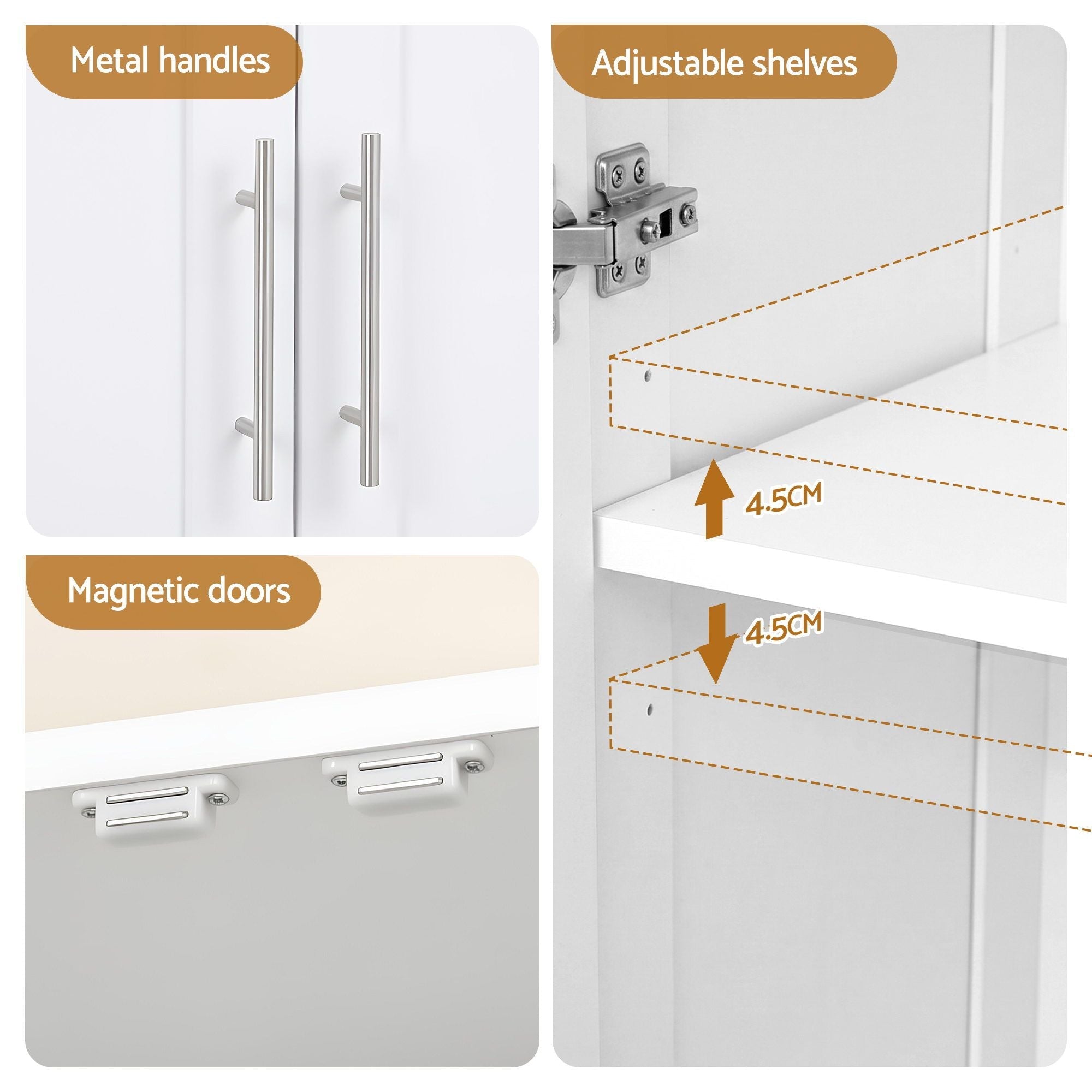 2x Buffet Sideboard Cabinet Pantry Hutch Kitchen Storage Organiser White - Furniture > Dining > Buffets & Sideboards - Rivercity House & Home Co. (ABN 18 642 972 209) - Affordable Modern Furniture Australia