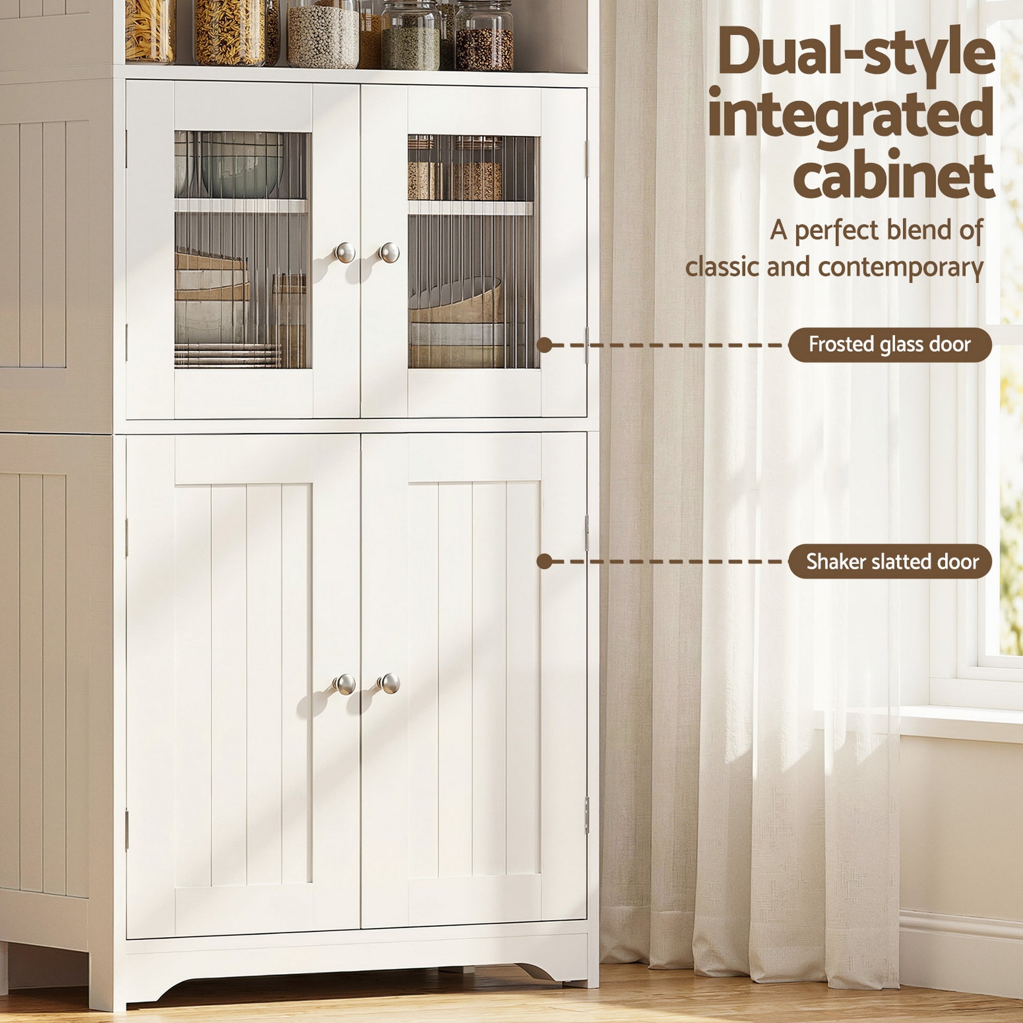 2x Buffet Sideboard Cabinet Pantry Kitchen Bathroom Storage Cupboard - Furniture > Dining > Buffets & Sideboards - Rivercity House & Home Co. (ABN 18 642 972 209) - Affordable Modern Furniture Australia