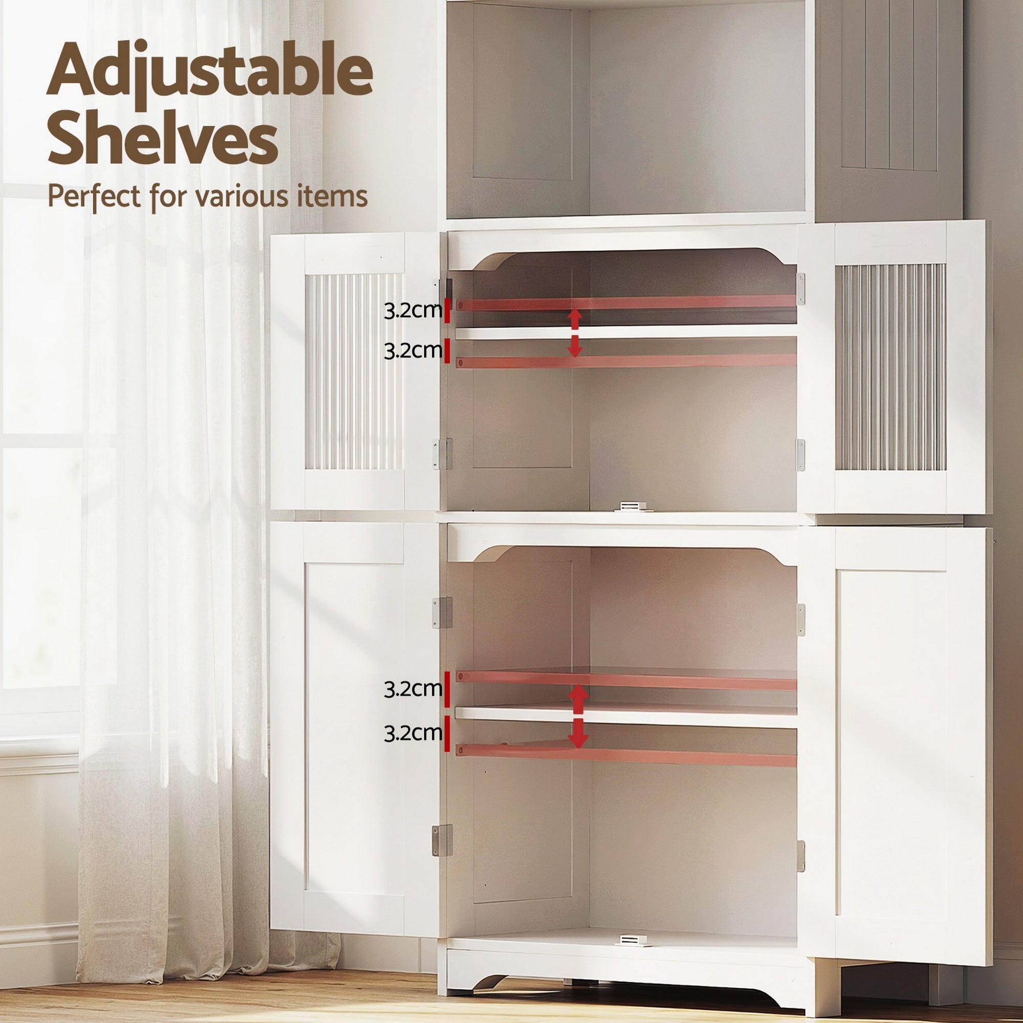 2x Buffet Sideboard Cabinet Pantry Kitchen Bathroom Storage Cupboard - Furniture > Dining > Buffets & Sideboards - Rivercity House & Home Co. (ABN 18 642 972 209) - Affordable Modern Furniture Australia