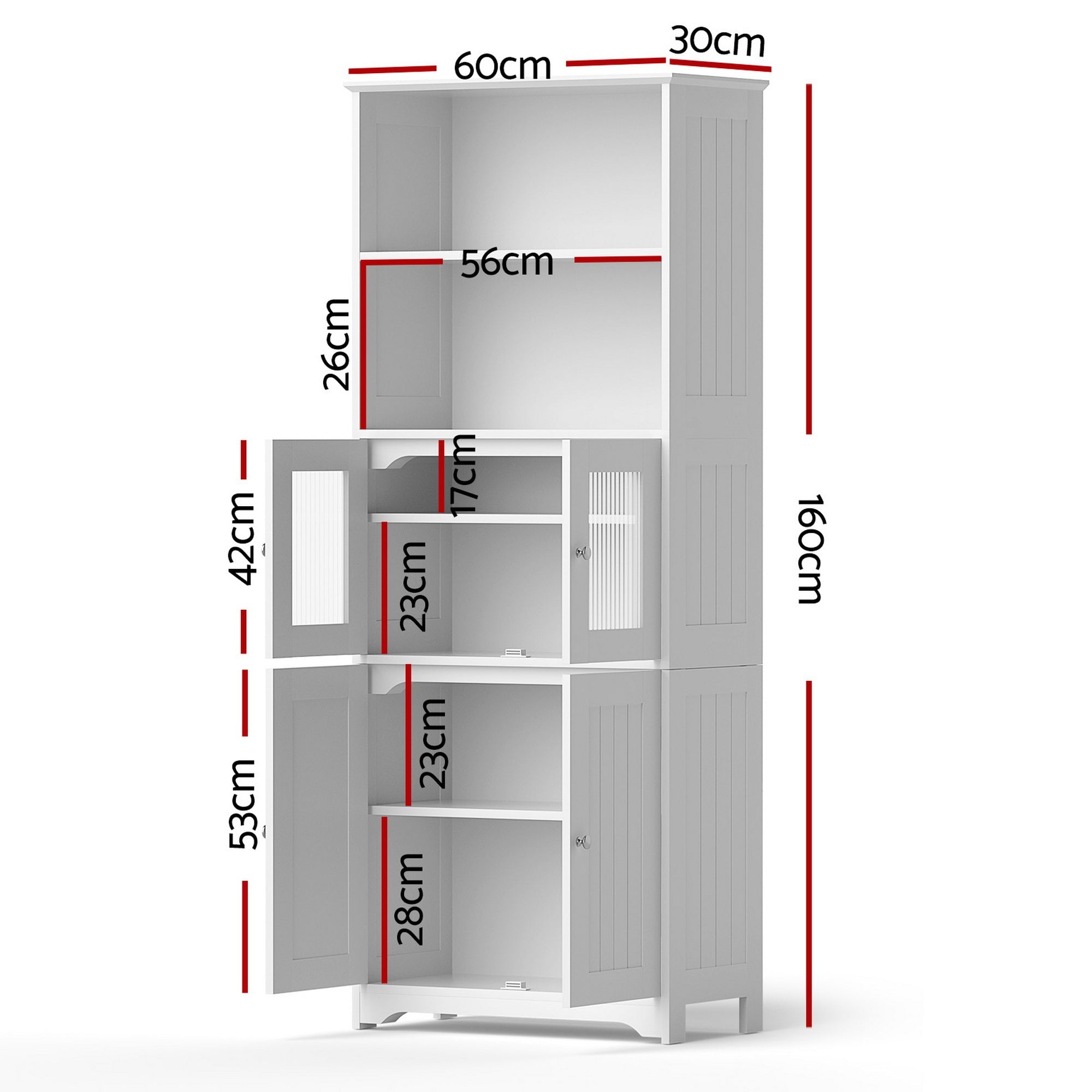 2x Buffet Sideboard Cabinet Pantry Kitchen Bathroom Storage Cupboard - Furniture > Dining > Buffets & Sideboards - Rivercity House & Home Co. (ABN 18 642 972 209) - Affordable Modern Furniture Australia