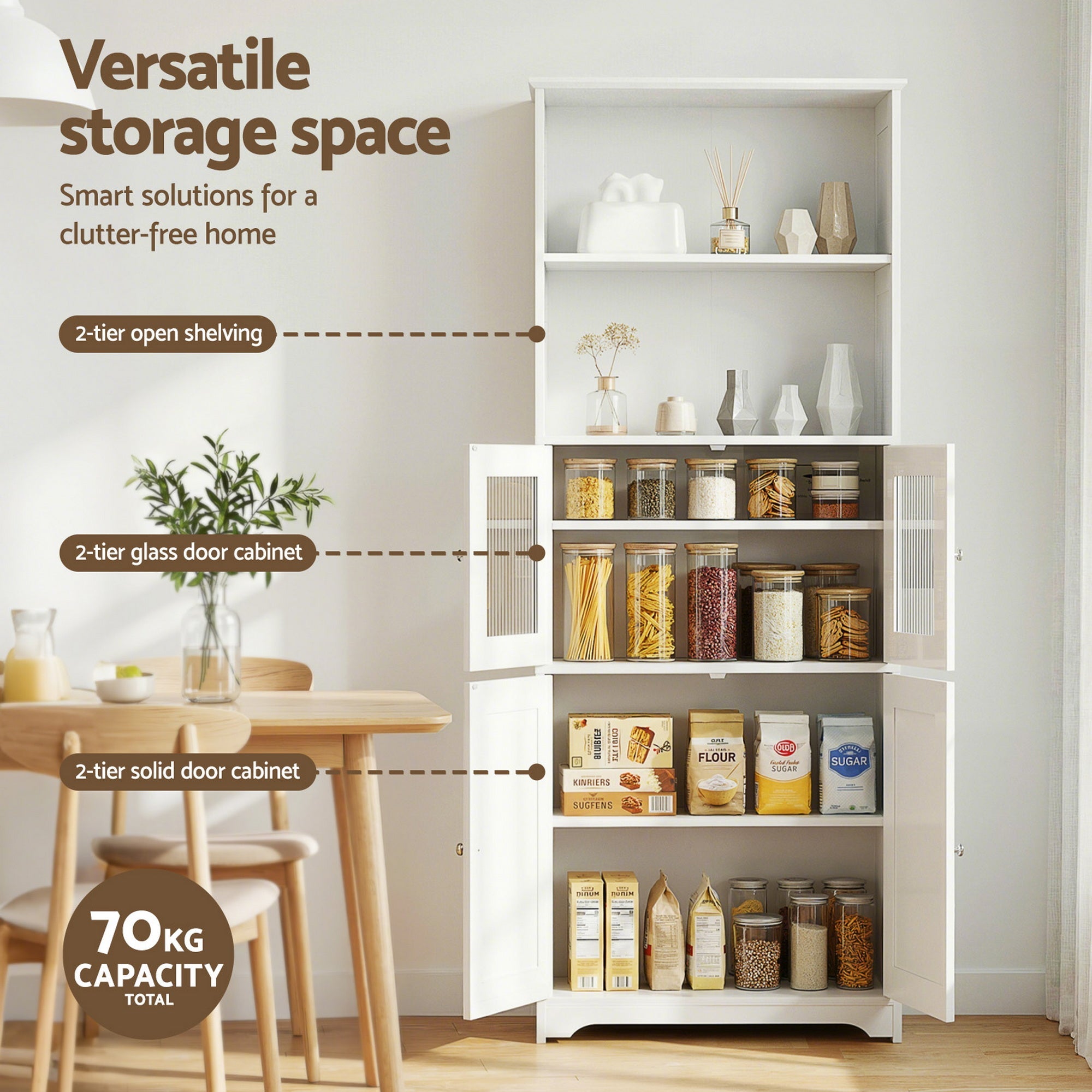 2x Buffet Sideboard Cabinet Pantry Kitchen Bathroom Storage Cupboard - Furniture > Dining > Buffets & Sideboards - Rivercity House & Home Co. (ABN 18 642 972 209) - Affordable Modern Furniture Australia