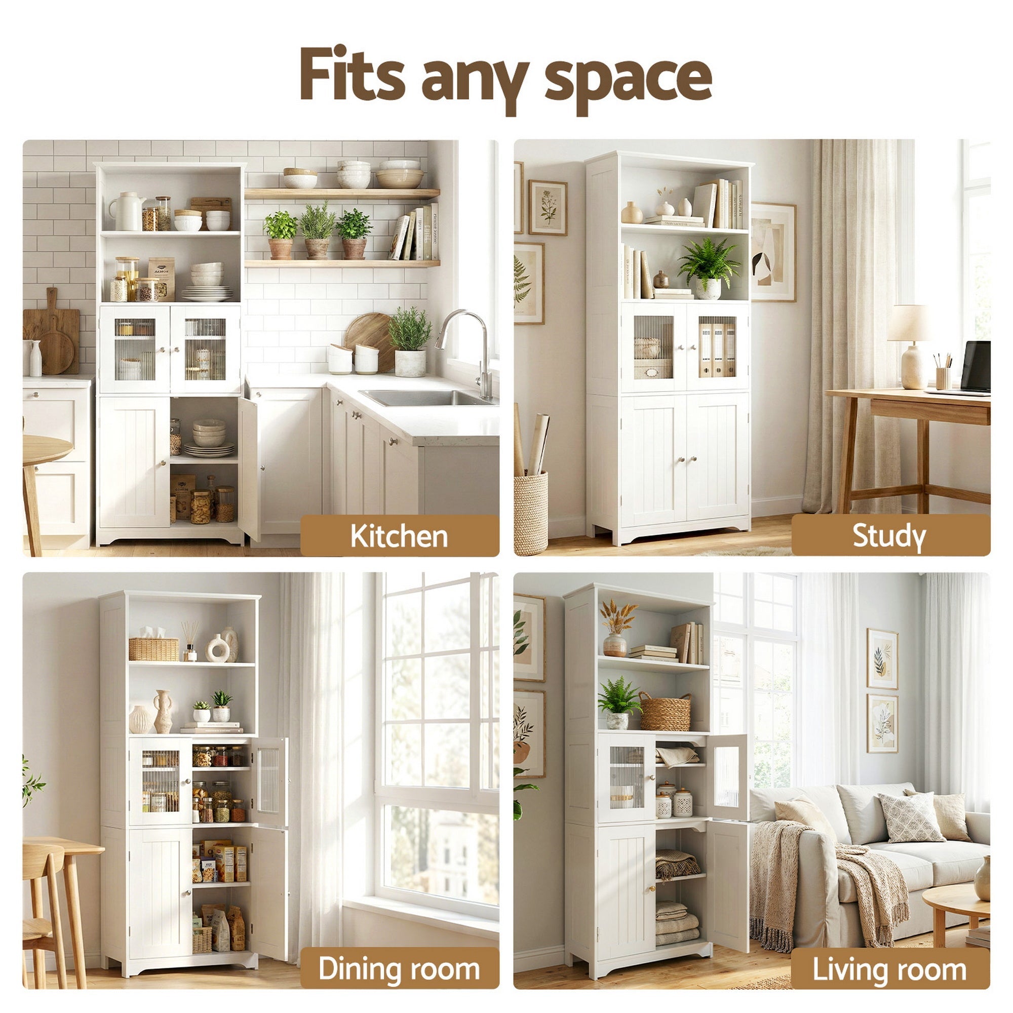 2x Buffet Sideboard Cabinet Pantry Kitchen Bathroom Storage Cupboard - Furniture > Dining > Buffets & Sideboards - Rivercity House & Home Co. (ABN 18 642 972 209) - Affordable Modern Furniture Australia