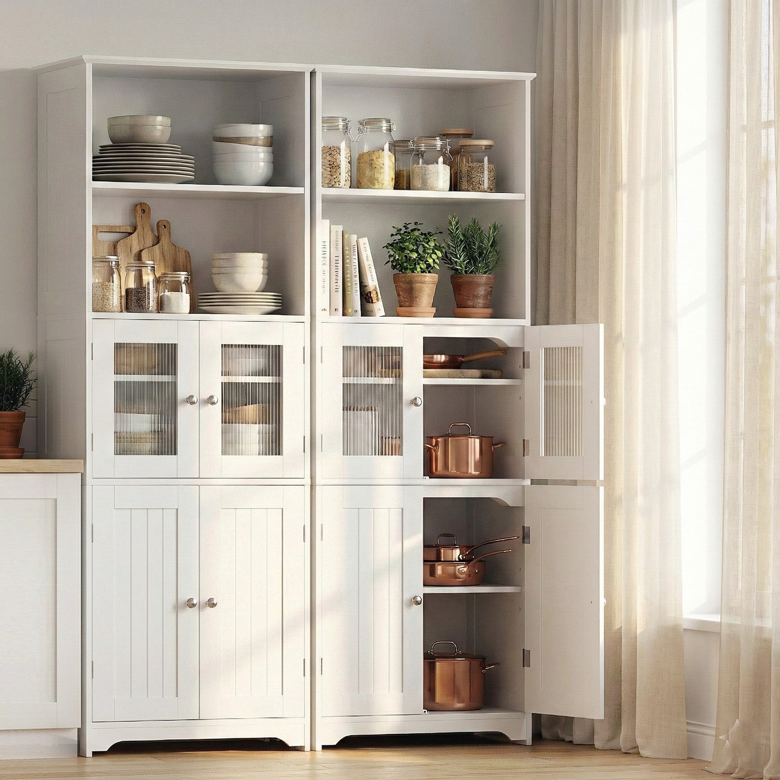 2x Buffet Sideboard Cabinet Pantry Kitchen Bathroom Storage Cupboard - Furniture > Dining > Buffets & Sideboards - Rivercity House & Home Co. (ABN 18 642 972 209) - Affordable Modern Furniture Australia