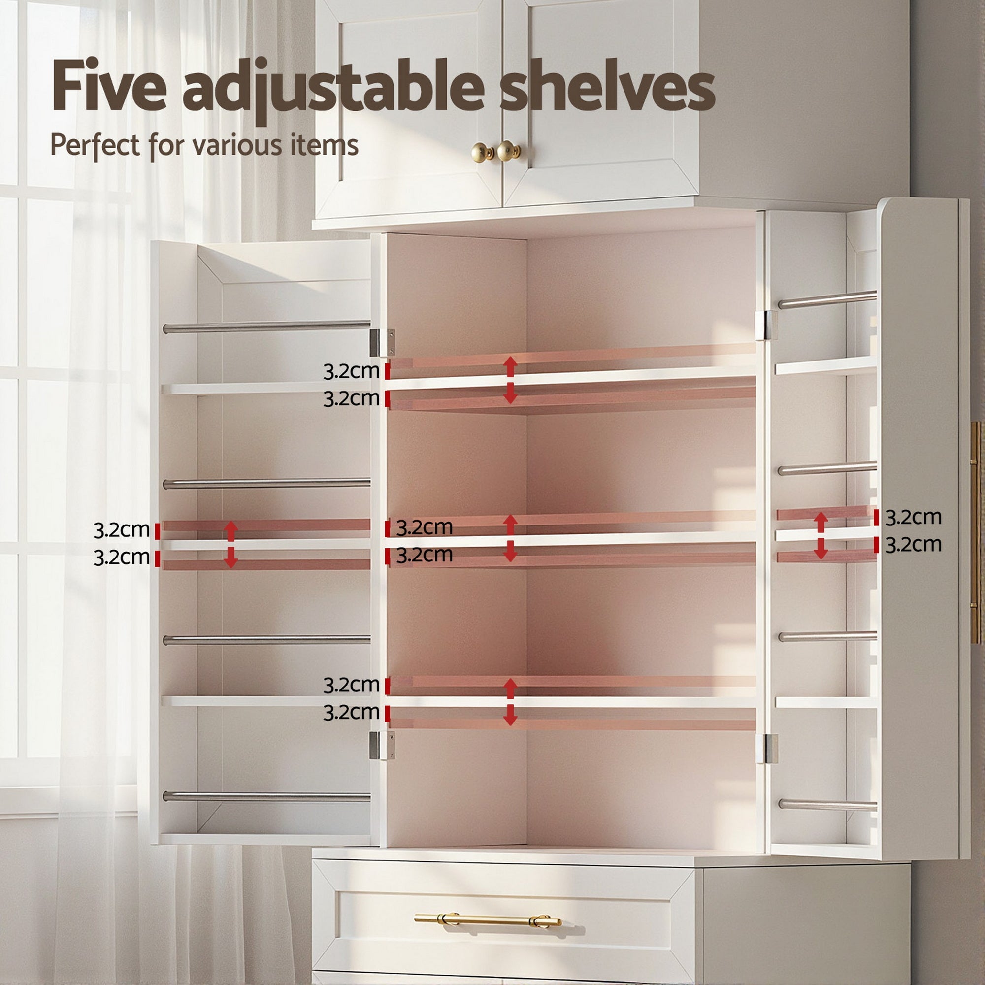 2X Buffet Sideboard Cabinet Pantry Kitchen Storage Cupboard Drawers Doors - Furniture > Dining > Buffets & Sideboards - Rivercity House & Home Co. (ABN 18 642 972 209) - Affordable Modern Furniture Australia