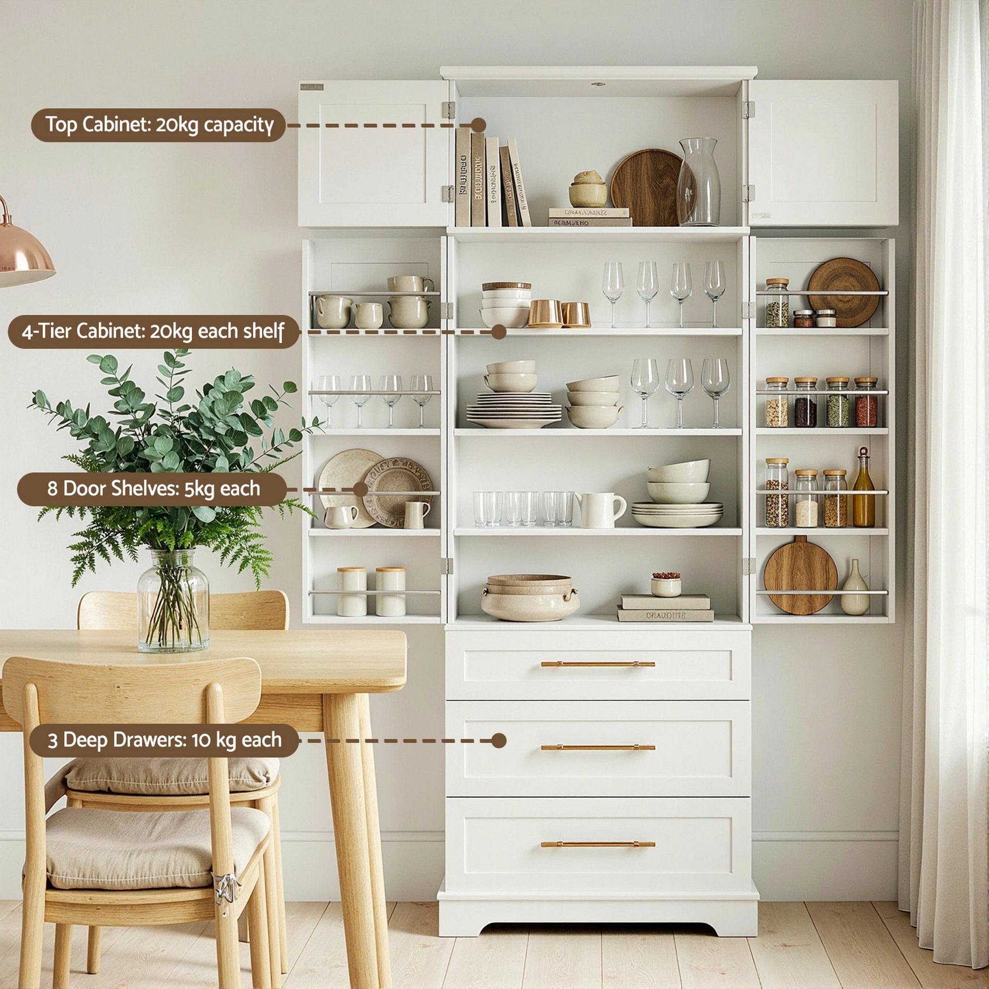 2X Buffet Sideboard Cabinet Pantry Kitchen Storage Cupboard Drawers Doors - Furniture > Dining > Buffets & Sideboards - Rivercity House & Home Co. (ABN 18 642 972 209) - Affordable Modern Furniture Australia