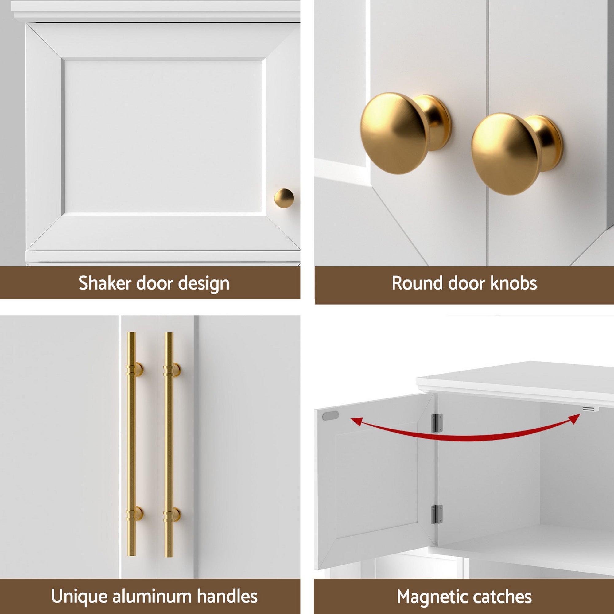 2X Buffet Sideboard Cabinet Pantry Kitchen Storage Cupboard Drawers Doors - Furniture > Dining > Buffets & Sideboards - Rivercity House & Home Co. (ABN 18 642 972 209) - Affordable Modern Furniture Australia