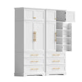 2X Hamptons Style Buffet Sideboard Pantry Cabinet with Drawers and Doors - White