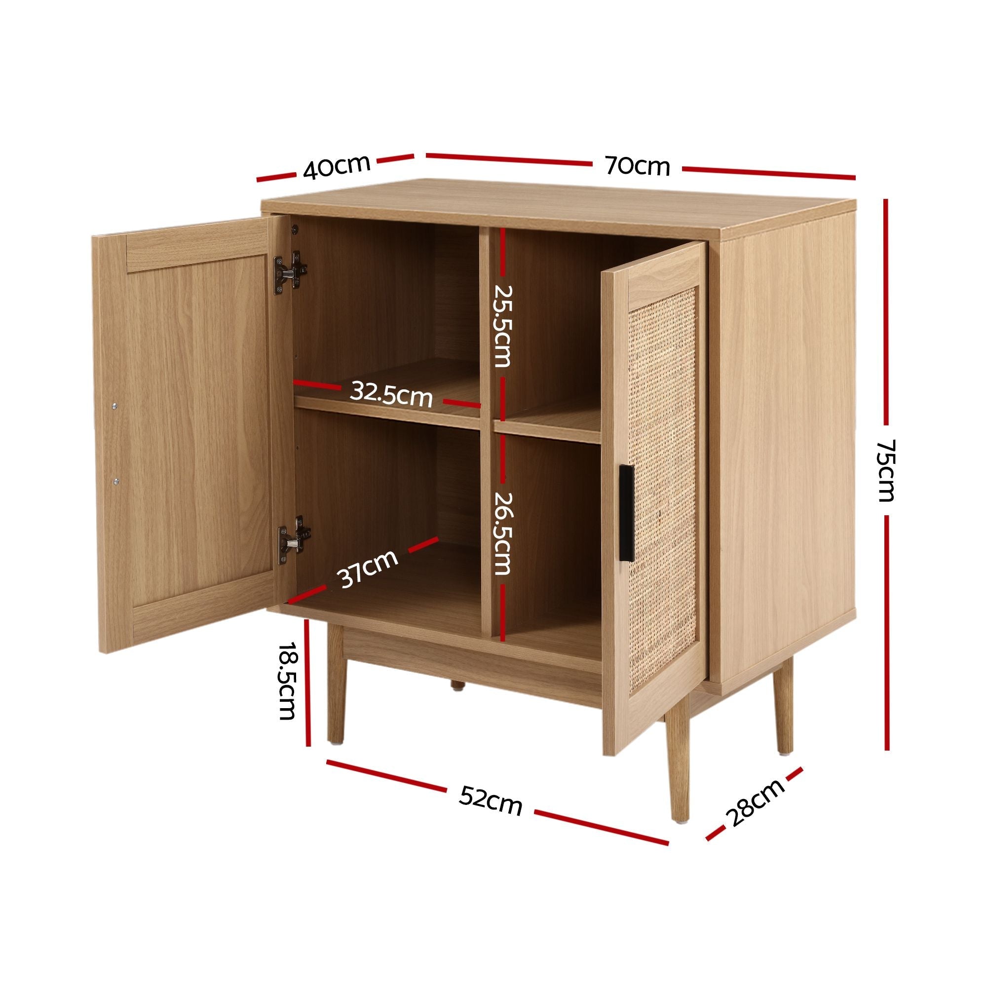 2x Buffet Sideboard Cabinet Rattan Cupboard 2 Doors Storage Pantry BRIONY - Furniture > Dining > Buffets & Sideboards - Rivercity House & Home Co. (ABN 18 642 972 209) - Affordable Modern Furniture Australia