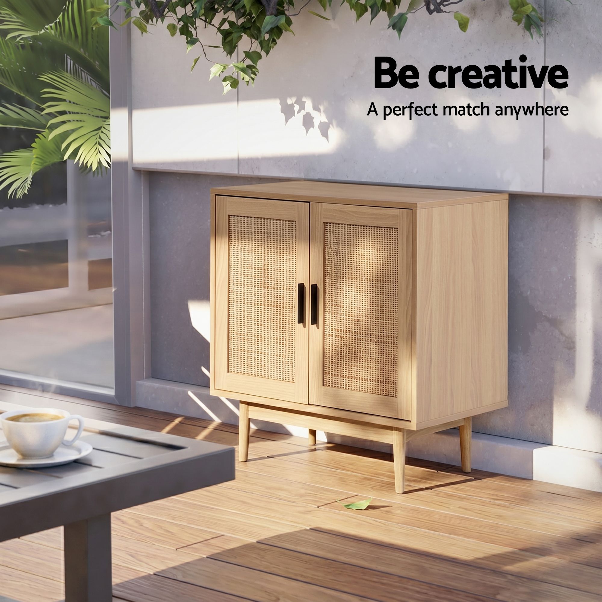 2x Buffet Sideboard Cabinet Rattan Cupboard 2 Doors Storage Pantry BRIONY - Furniture > Dining > Buffets & Sideboards - Rivercity House & Home Co. (ABN 18 642 972 209) - Affordable Modern Furniture Australia
