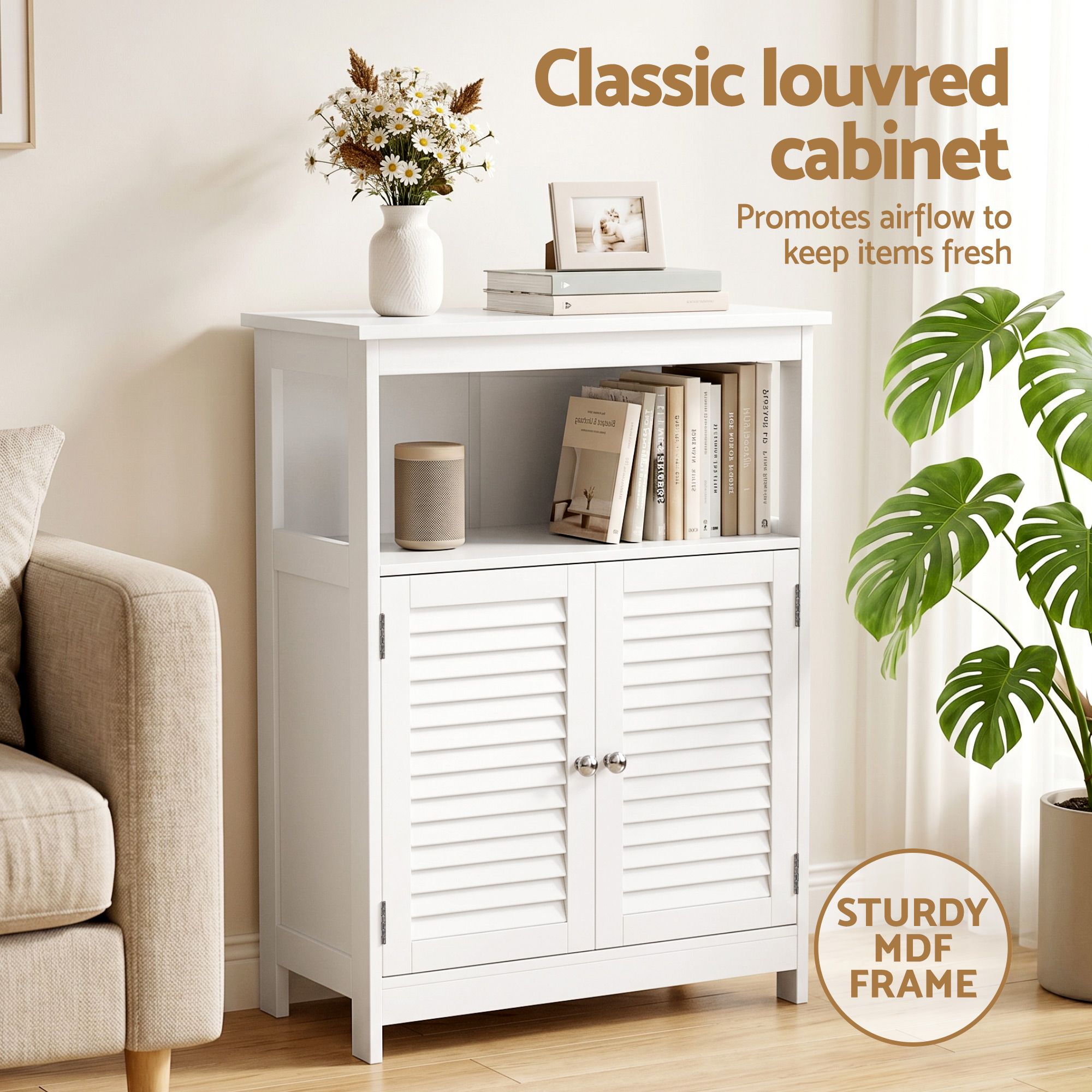 2x Buffet Sideboard Cabinet Server Cupboard Kitchen Bathroom Storage IVOR - Furniture > Dining > Buffets & Sideboards - Rivercity House & Home Co. (ABN 18 642 972 209) - Affordable Modern Furniture Australia