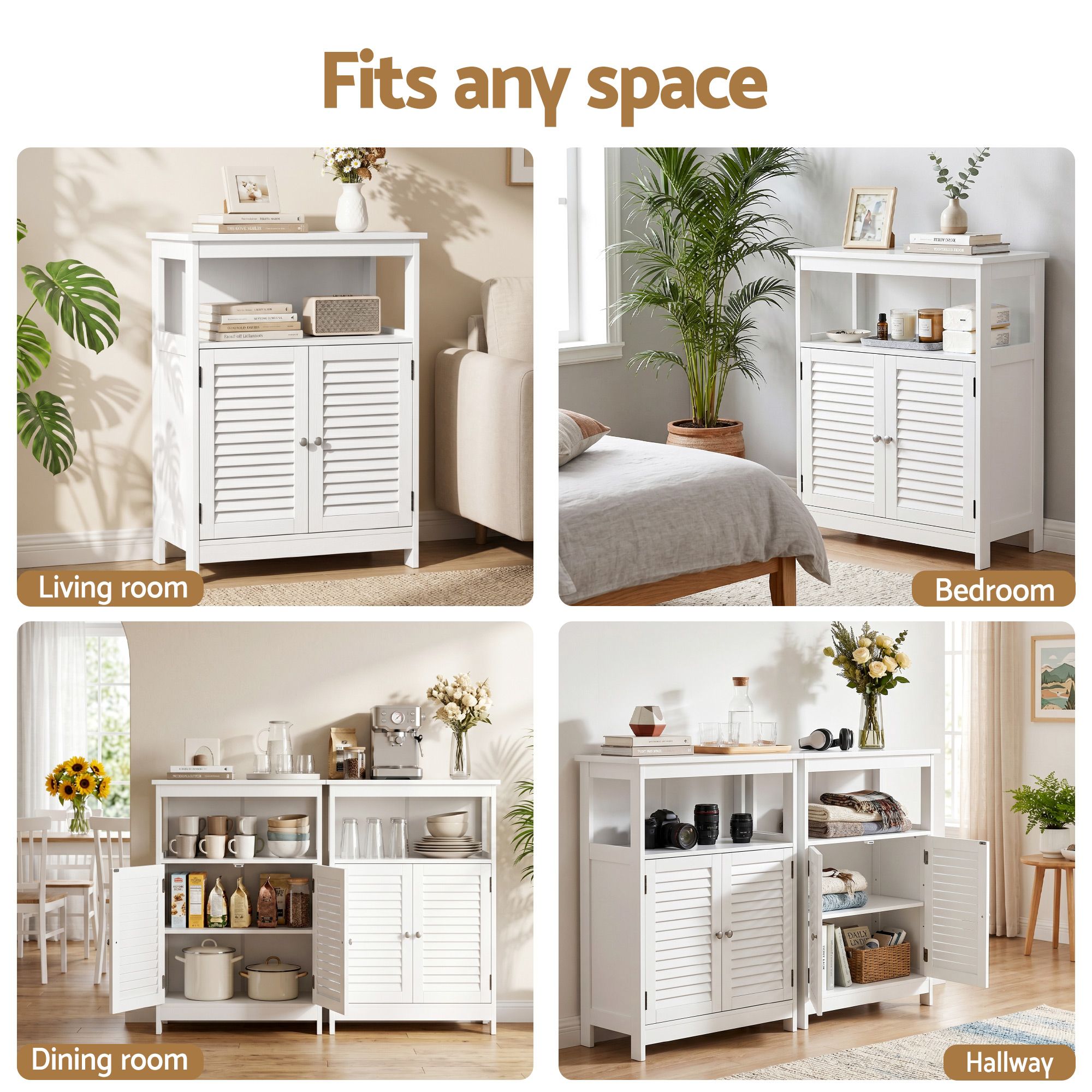 2x Buffet Sideboard Cabinet Server Cupboard Kitchen Bathroom Storage IVOR - Furniture > Dining > Buffets & Sideboards - Rivercity House & Home Co. (ABN 18 642 972 209) - Affordable Modern Furniture Australia