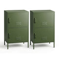 Set of 2 Metal Buffet Sideboard Cabinets with 2 Doors and Adjustable Shelves - Green