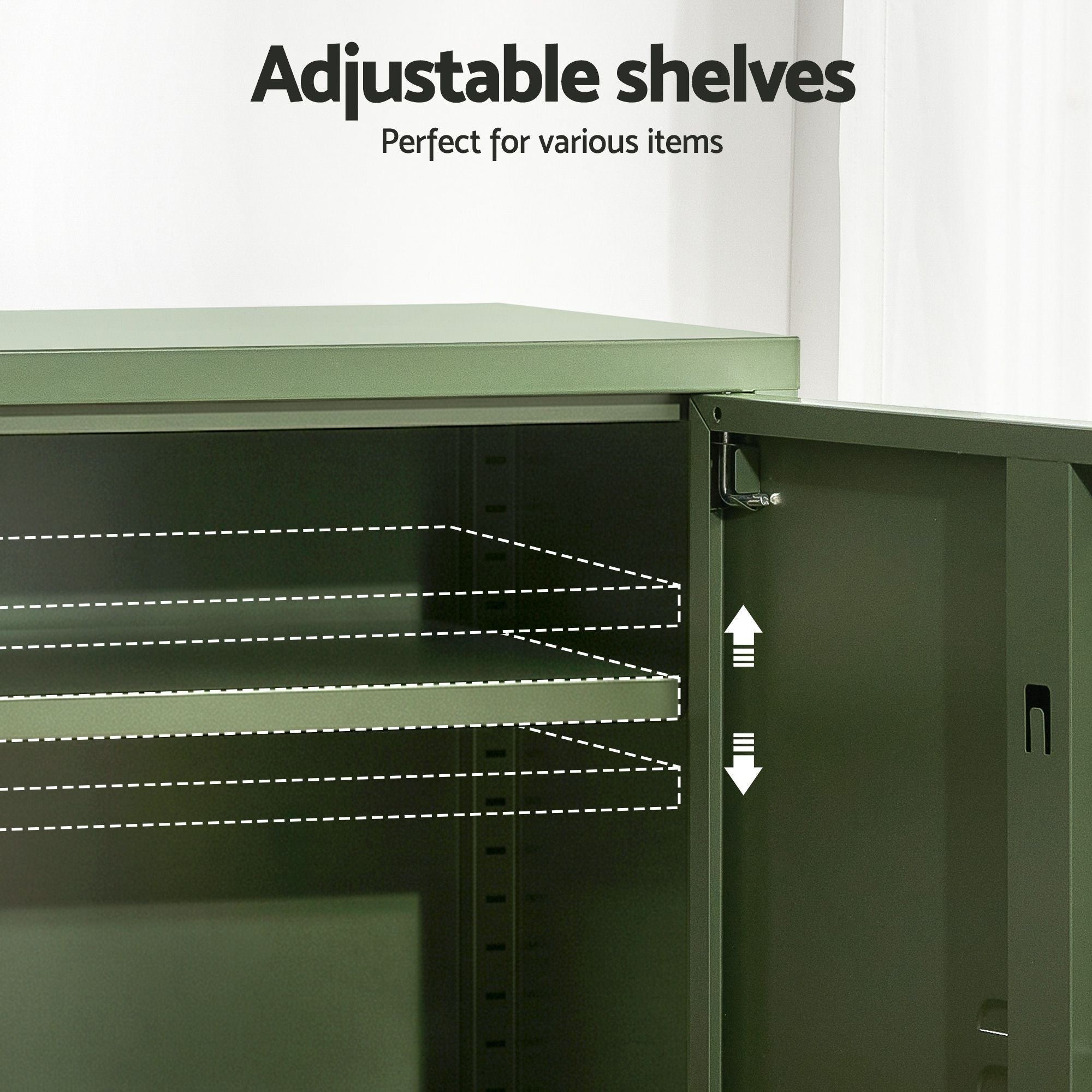2x Buffet Sideboard Cabinet Storage Cupboard 2 Doors Metal Green DOUBLE - Furniture > Dining > Buffets & Sideboards - Rivercity House & Home Co. (ABN 18 642 972 209) - Affordable Modern Furniture Australia