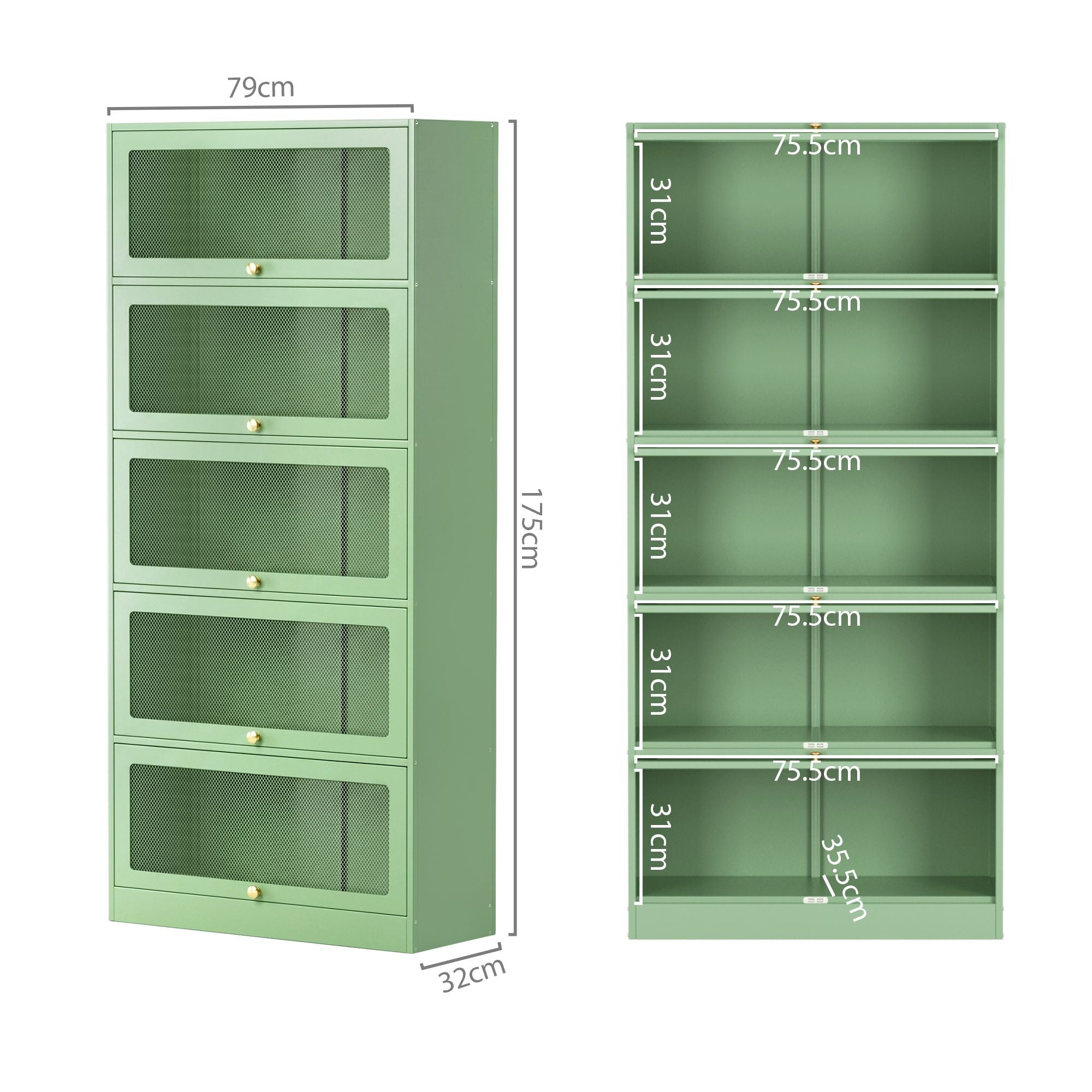 2x Buffet Sideboard Cabinet Storage Cupboard Mesh Doors Metal ELIA Green - Furniture > Dining > Buffets & Sideboards - Rivercity House & Home Co. (ABN 18 642 972 209) - Affordable Modern Furniture Australia