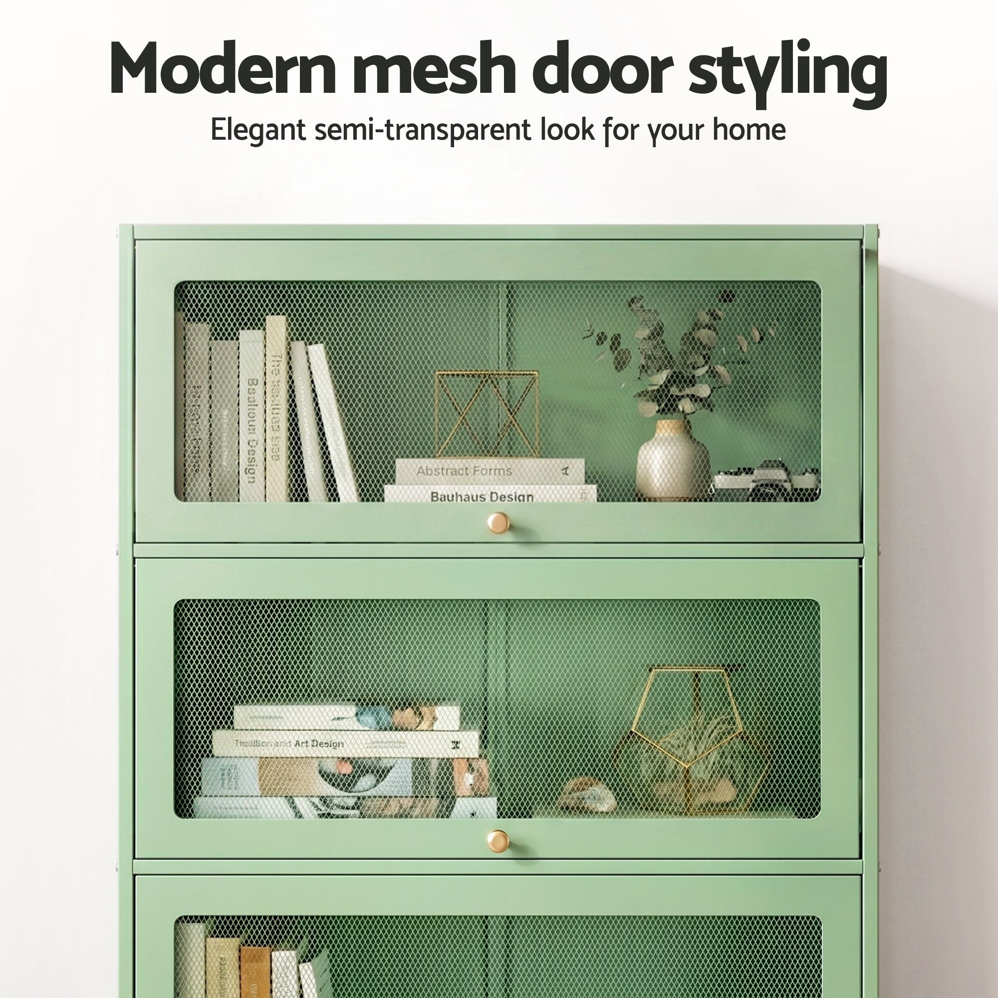 2x Buffet Sideboard Cabinet Storage Cupboard Mesh Doors Metal ELIA Green - Furniture > Dining > Buffets & Sideboards - Rivercity House & Home Co. (ABN 18 642 972 209) - Affordable Modern Furniture Australia