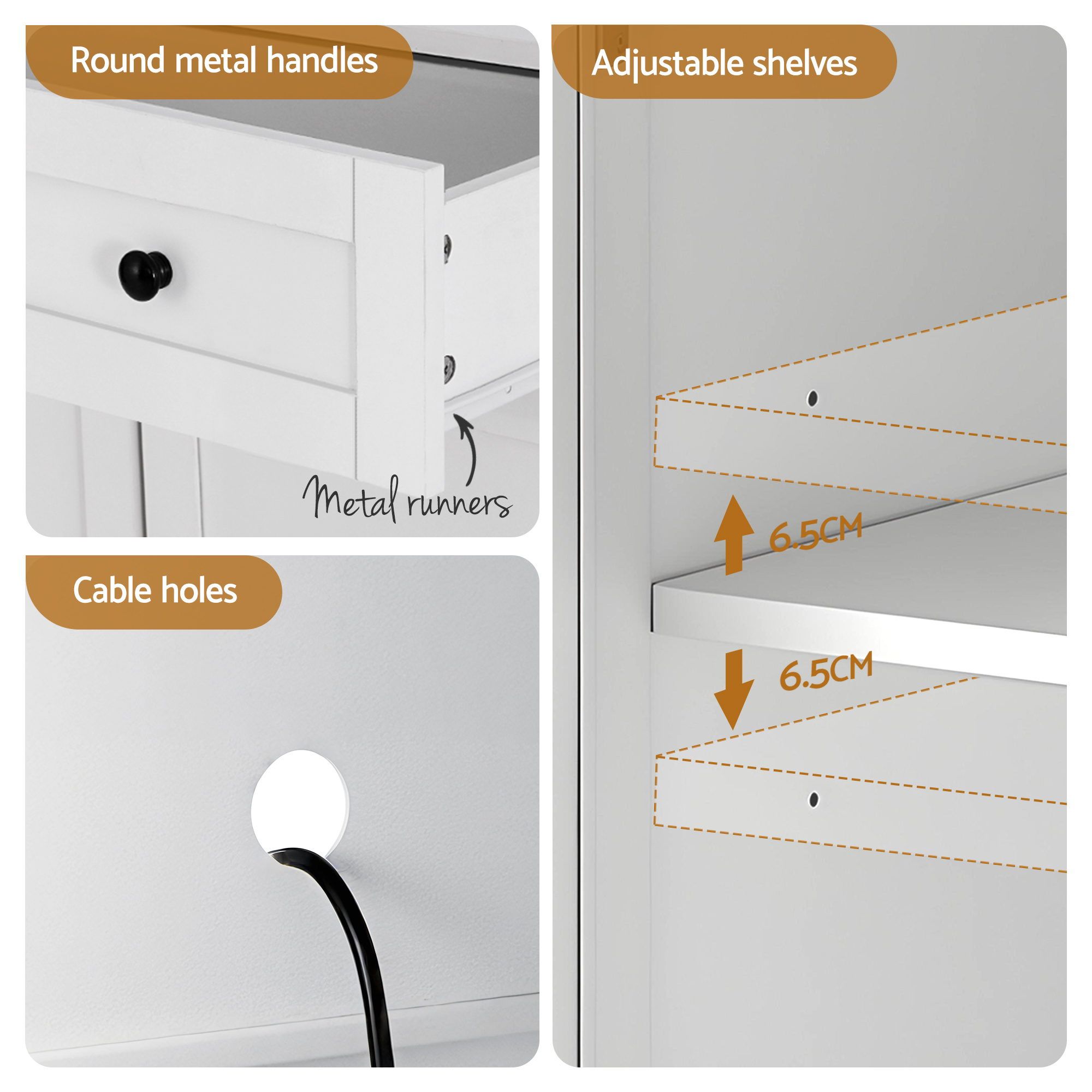 2x Buffet Sideboard Hutch Pantry Cabinet Kitchen Storage BEINI White - Furniture > Dining > Buffets & Sideboards - Rivercity House & Home Co. (ABN 18 642 972 209) - Affordable Modern Furniture Australia