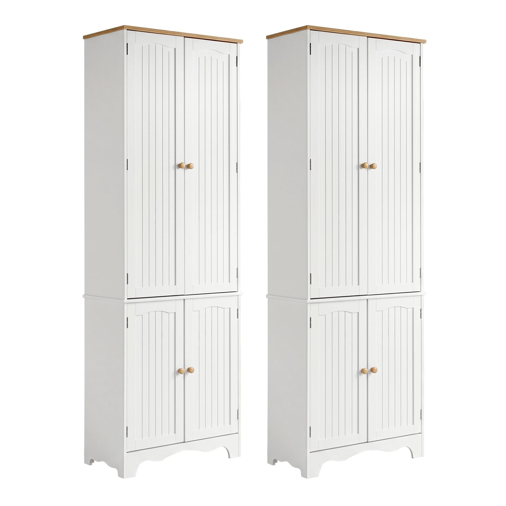 2x Buffet Sideboard Pantry Cabinet Cupboard 6-Tiers Storage Shelves BERNE - Furniture > Dining > Buffets & Sideboards - Rivercity House & Home Co. (ABN 18 642 972 209) - Affordable Modern Furniture Australia
