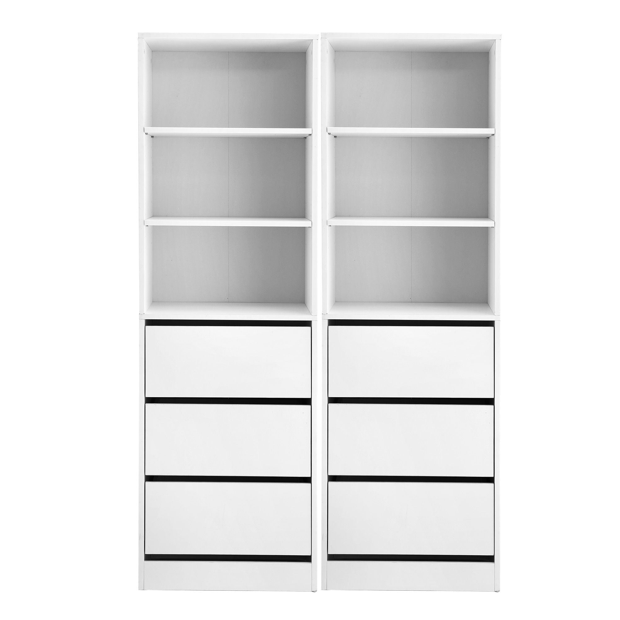 2x Chest of 3 Drawers Tallboy Cabinet White - Furniture > Bedroom > Dressers - Rivercity House & Home Co. (ABN 18 642 972 209) - Affordable Modern Furniture Australia