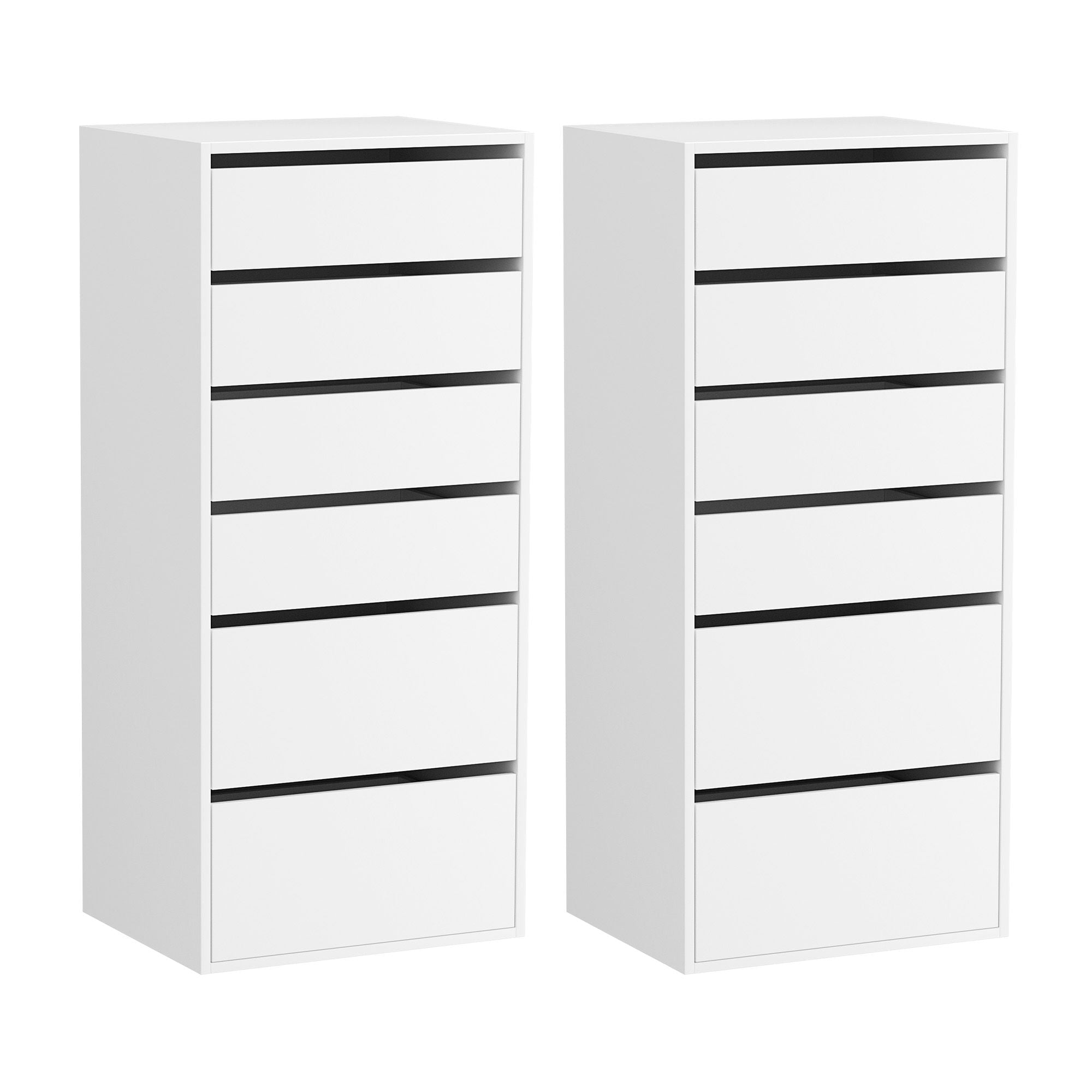 2x Chest of 6 Drawers Dresser Tallboy White - Furniture > Bedroom > Dressers - Rivercity House & Home Co. (ABN 18 642 972 209) - Affordable Modern Furniture Australia