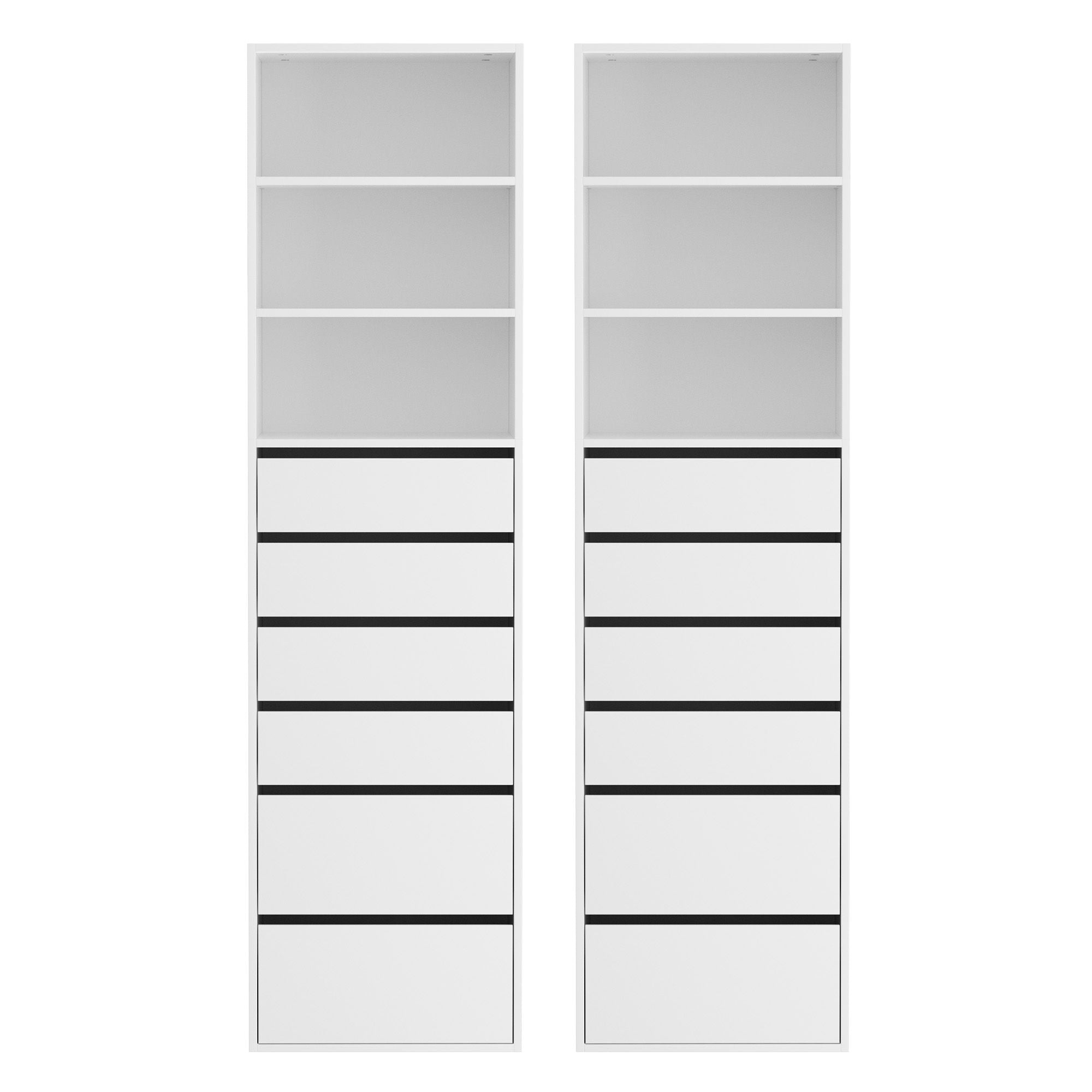 2x Chest of 6 Drawers Tallboy Cabinet Adjustable Shelf White - Furniture > Bedroom > Dressers - Rivercity House & Home Co. (ABN 18 642 972 209) - Affordable Modern Furniture Australia