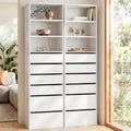 2x Chest of 6 Drawers Tallboy Cabinet Adjustable Shelf White