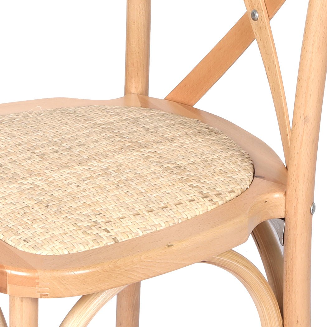 2X Cross Back Dining Chairs with Rattan Seat - Natural - Rivercity House & Home Co. (ABN 18 642 972 209) - Affordable Modern Furniture Australia