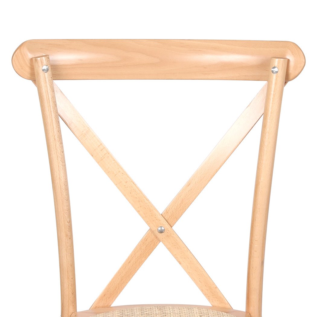 2X Cross Back Dining Chairs with Rattan Seat - Natural - Rivercity House & Home Co. (ABN 18 642 972 209) - Affordable Modern Furniture Australia