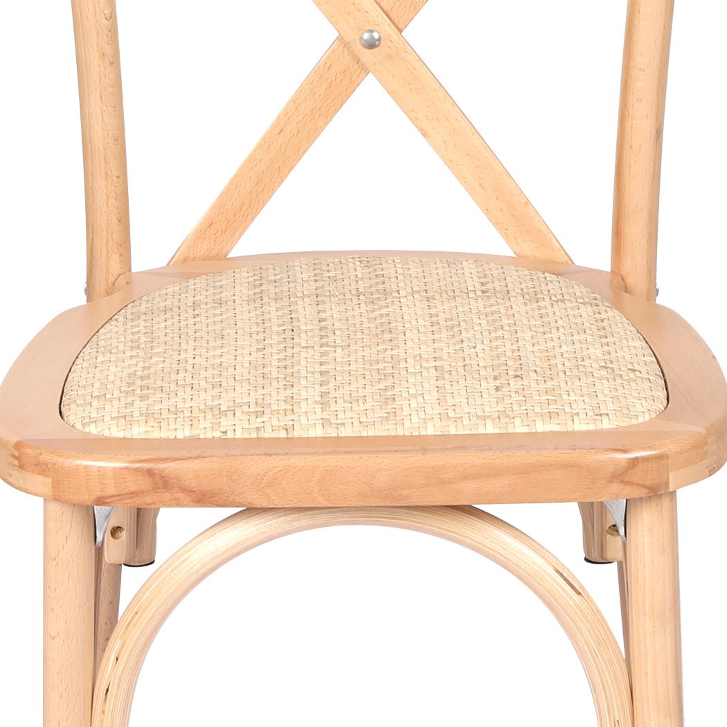 2X Cross Back Dining Chairs with Rattan Seat - Natural - Rivercity House & Home Co. (ABN 18 642 972 209) - Affordable Modern Furniture Australia