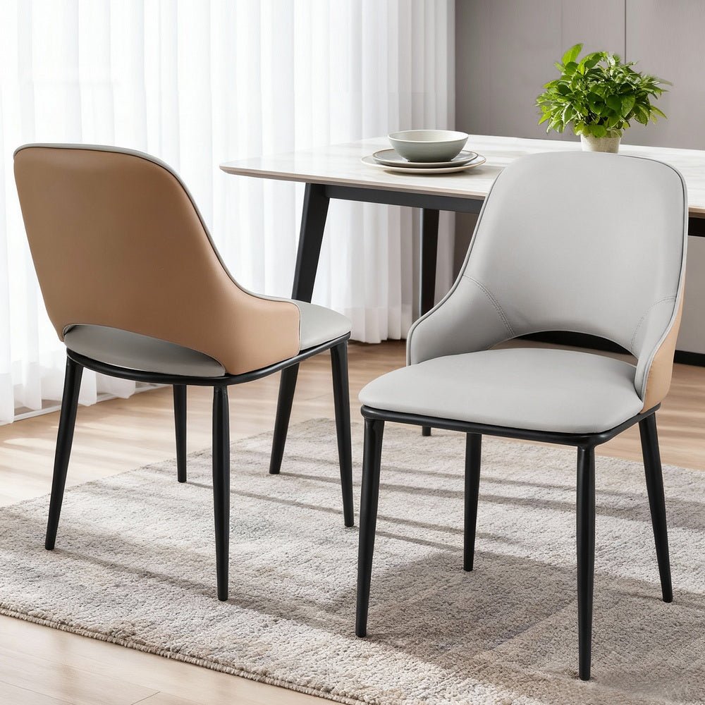 2x Dining Chairs Hollow PU Leather Kitchen Lounge Cafe Accent Chair Grey - Furniture > Dining > Kitchen & Dining Chairs - Rivercity House & Home Co. (ABN 18 642 972 209) - Affordable Modern Furniture Australia