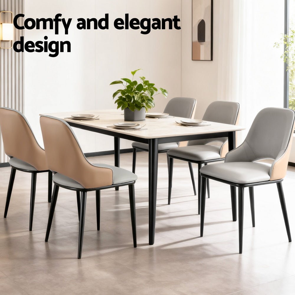 2x Dining Chairs Hollow PU Leather Kitchen Lounge Cafe Accent Chair Grey - Furniture > Dining > Kitchen & Dining Chairs - Rivercity House & Home Co. (ABN 18 642 972 209) - Affordable Modern Furniture Australia