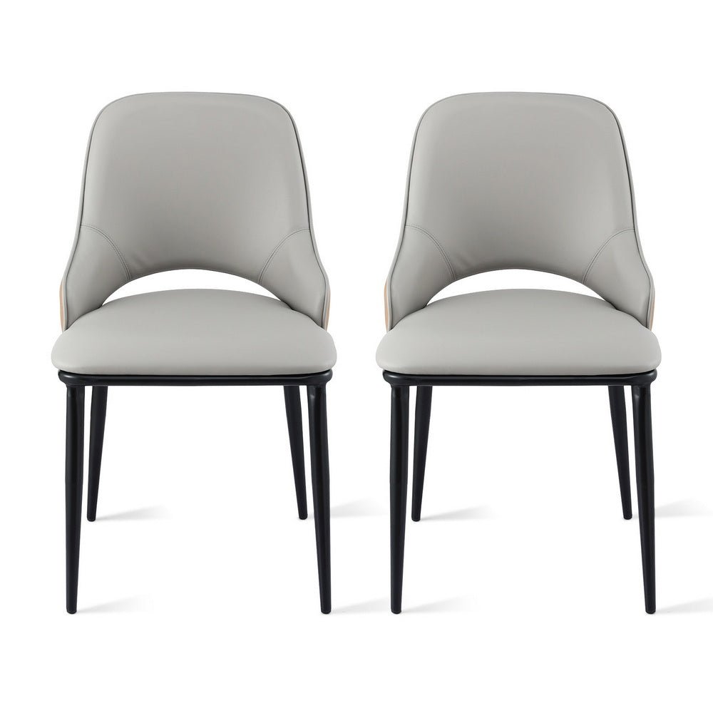 2x Dining Chairs Hollow PU Leather Kitchen Lounge Cafe Accent Chair Grey - Furniture > Dining > Kitchen & Dining Chairs - Rivercity House & Home Co. (ABN 18 642 972 209) - Affordable Modern Furniture Australia