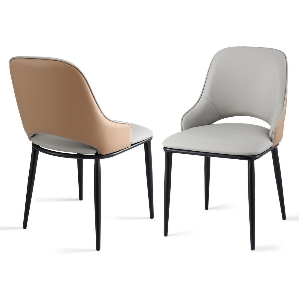 2x Dining Chairs Hollow PU Leather Kitchen Lounge Cafe Accent Chair Grey - Furniture > Dining > Kitchen & Dining Chairs - Rivercity House & Home Co. (ABN 18 642 972 209) - Affordable Modern Furniture Australia