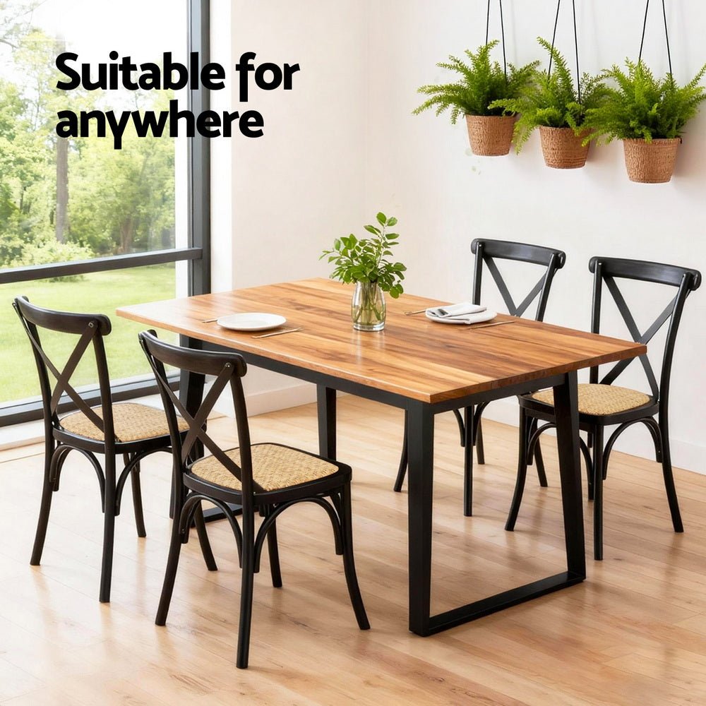 2x Dining Chairs Rattan Wooden Kitchen Accent Chair Cafe Lounge Rubber Wood - Furniture > Dining > Kitchen & Dining Chairs - Rivercity House & Home Co. (ABN 18 642 972 209) - Affordable Modern Furniture Australia