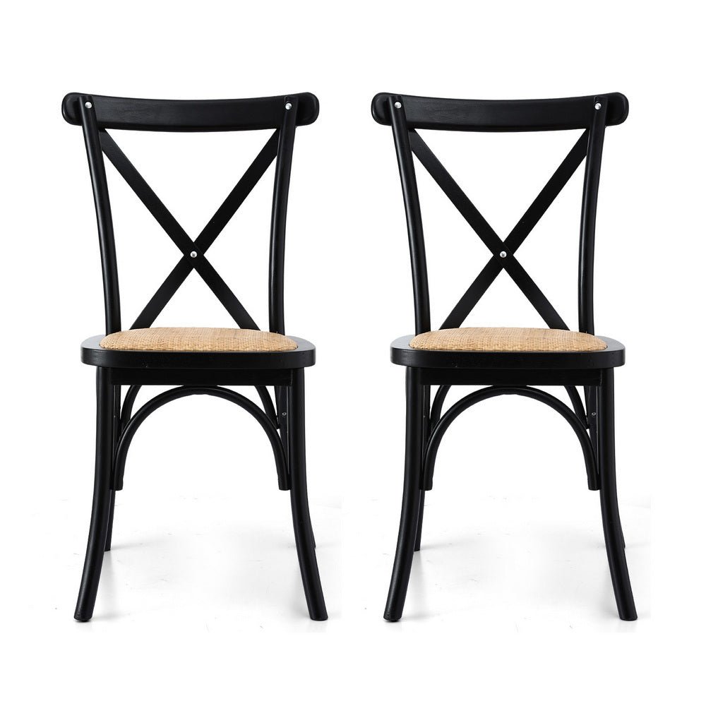 2x Dining Chairs Rattan Wooden Kitchen Accent Chair Cafe Lounge Rubber Wood - Furniture > Dining > Kitchen & Dining Chairs - Rivercity House & Home Co. (ABN 18 642 972 209) - Affordable Modern Furniture Australia