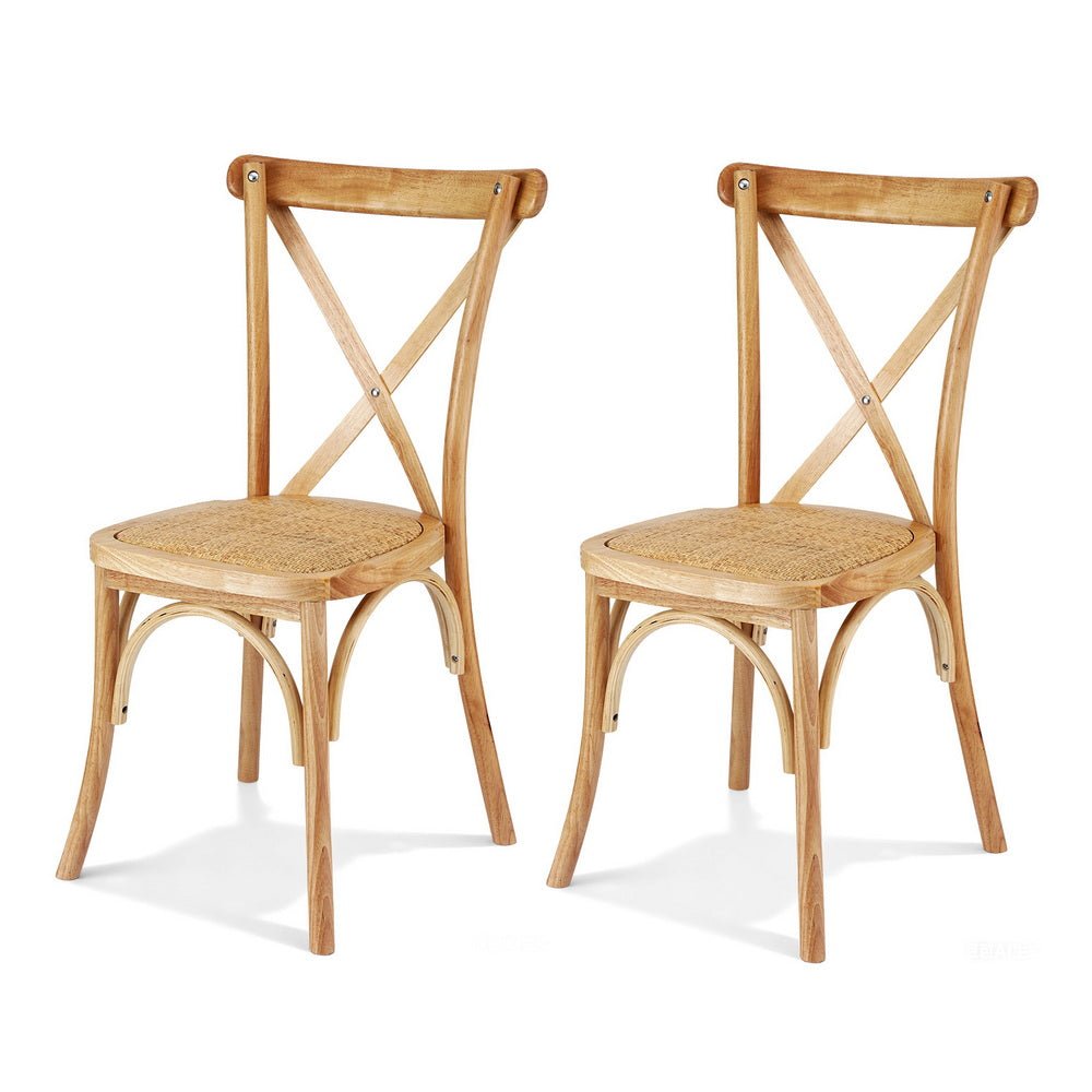 2x Dining Chairs Rattan Wooden Kitchen Accent Chair Cafe Lounge Rubber Wood - Furniture > Dining > Kitchen & Dining Chairs - Rivercity House & Home Co. (ABN 18 642 972 209) - Affordable Modern Furniture Australia