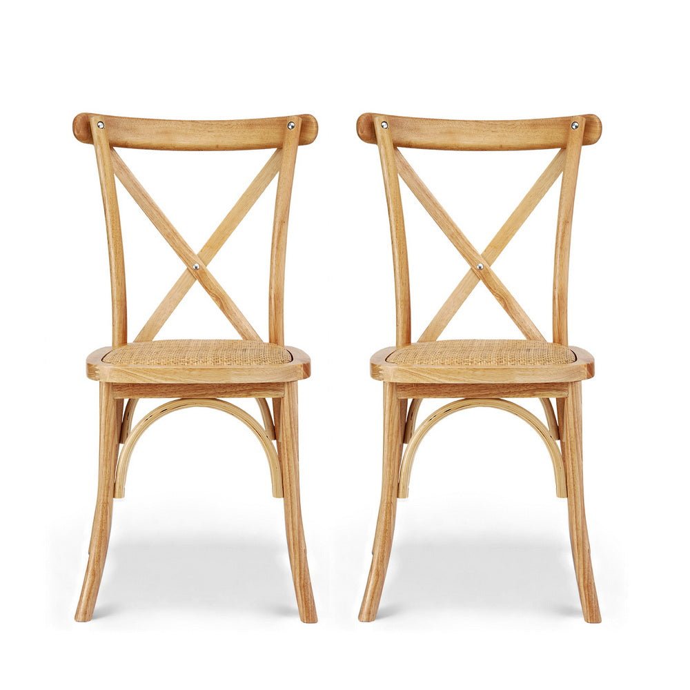 2x Dining Chairs Rattan Wooden Kitchen Accent Chair Cafe Lounge Rubber Wood - Furniture > Dining > Kitchen & Dining Chairs - Rivercity House & Home Co. (ABN 18 642 972 209) - Affordable Modern Furniture Australia